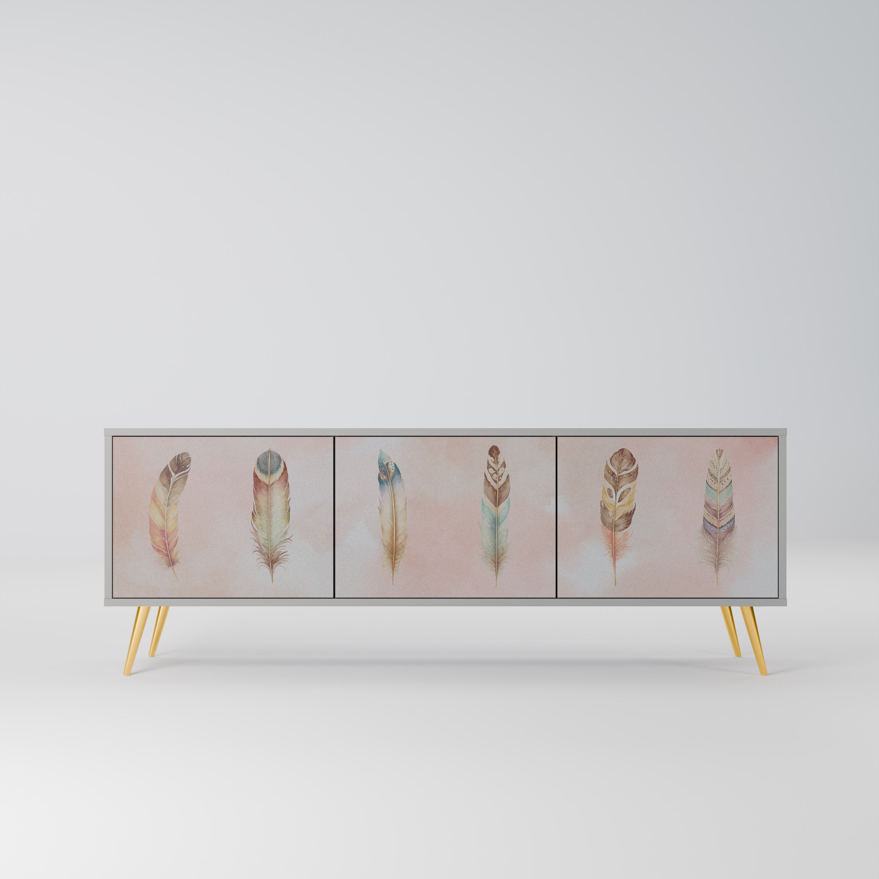 Meuble TV 3 portes DELIQUESCE en finition grise