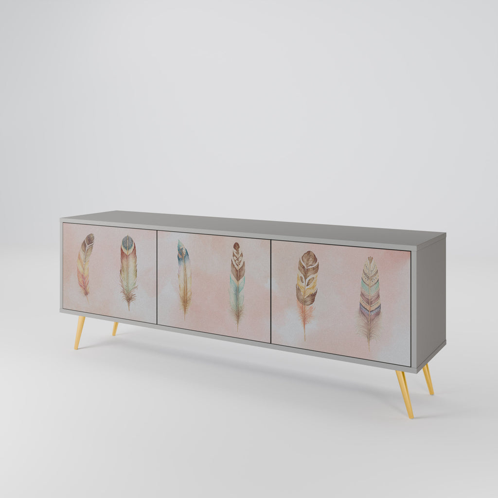 Meuble TV 3 portes DELIQUESCE en finition grise