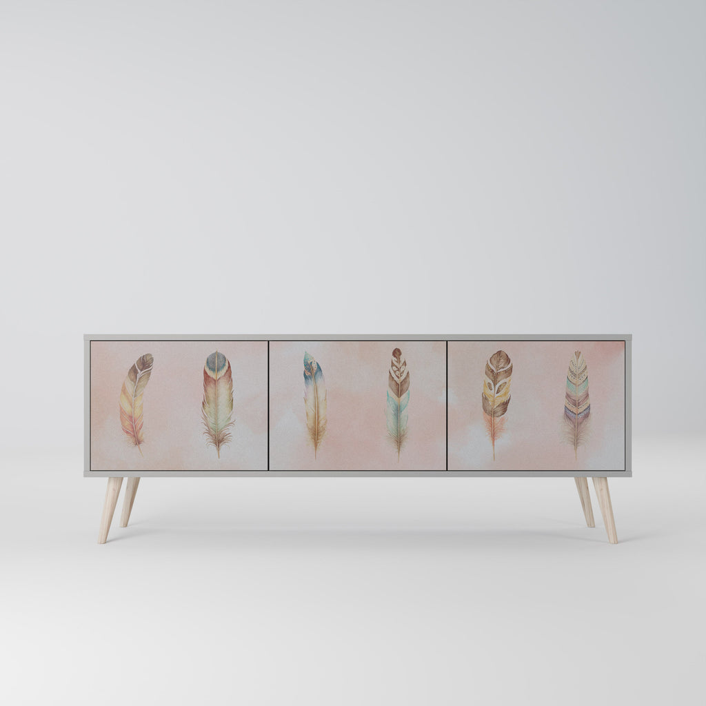 Meuble TV 3 portes DELIQUESCE en finition grise