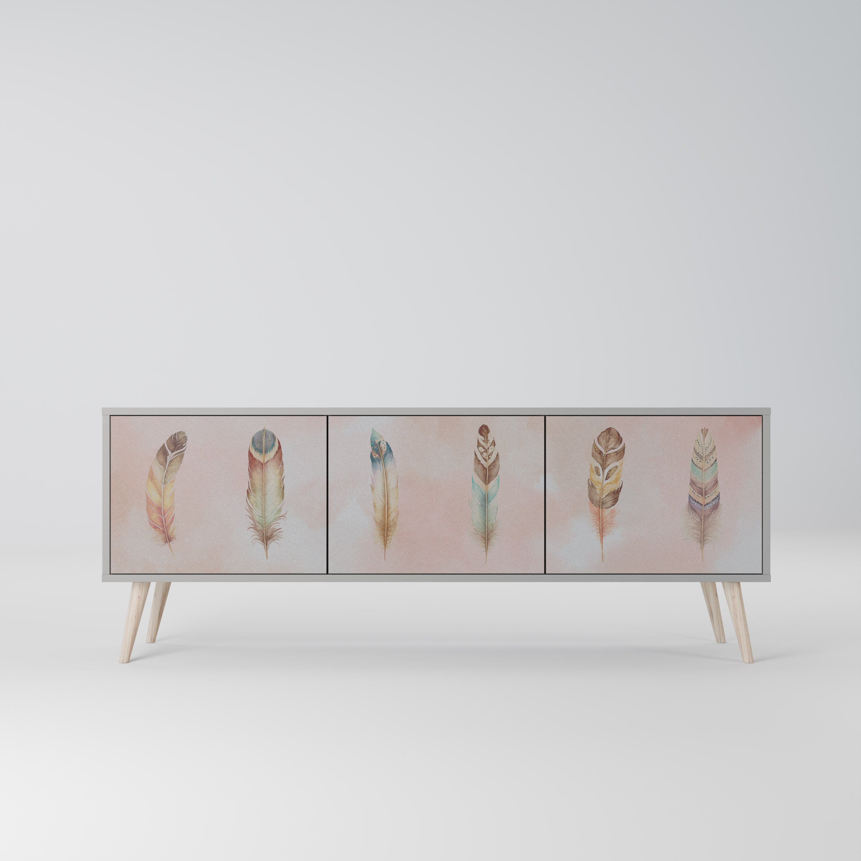 Meuble TV 3 portes DELIQUESCE en finition grise