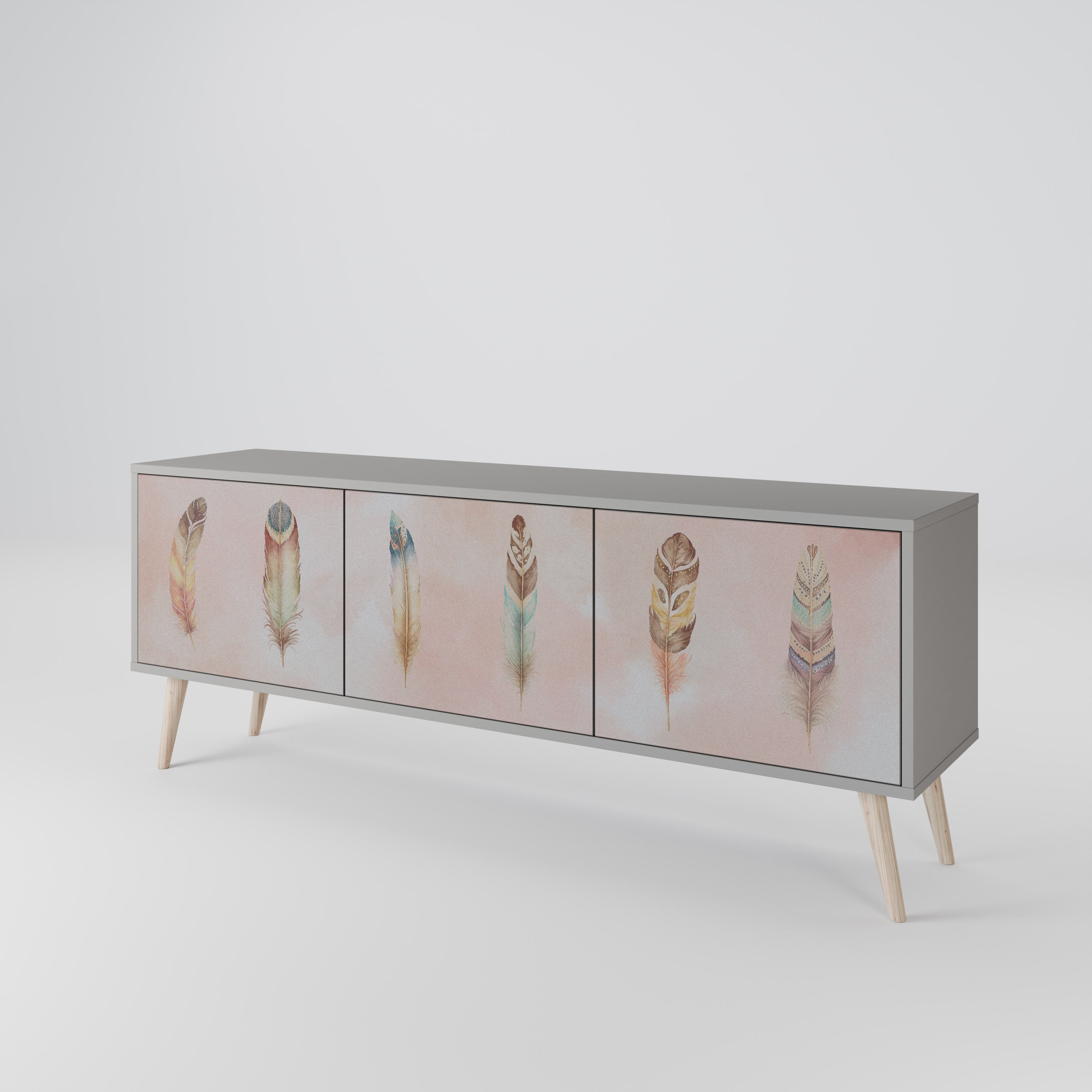 Meuble TV 3 portes DELIQUESCE en finition grise