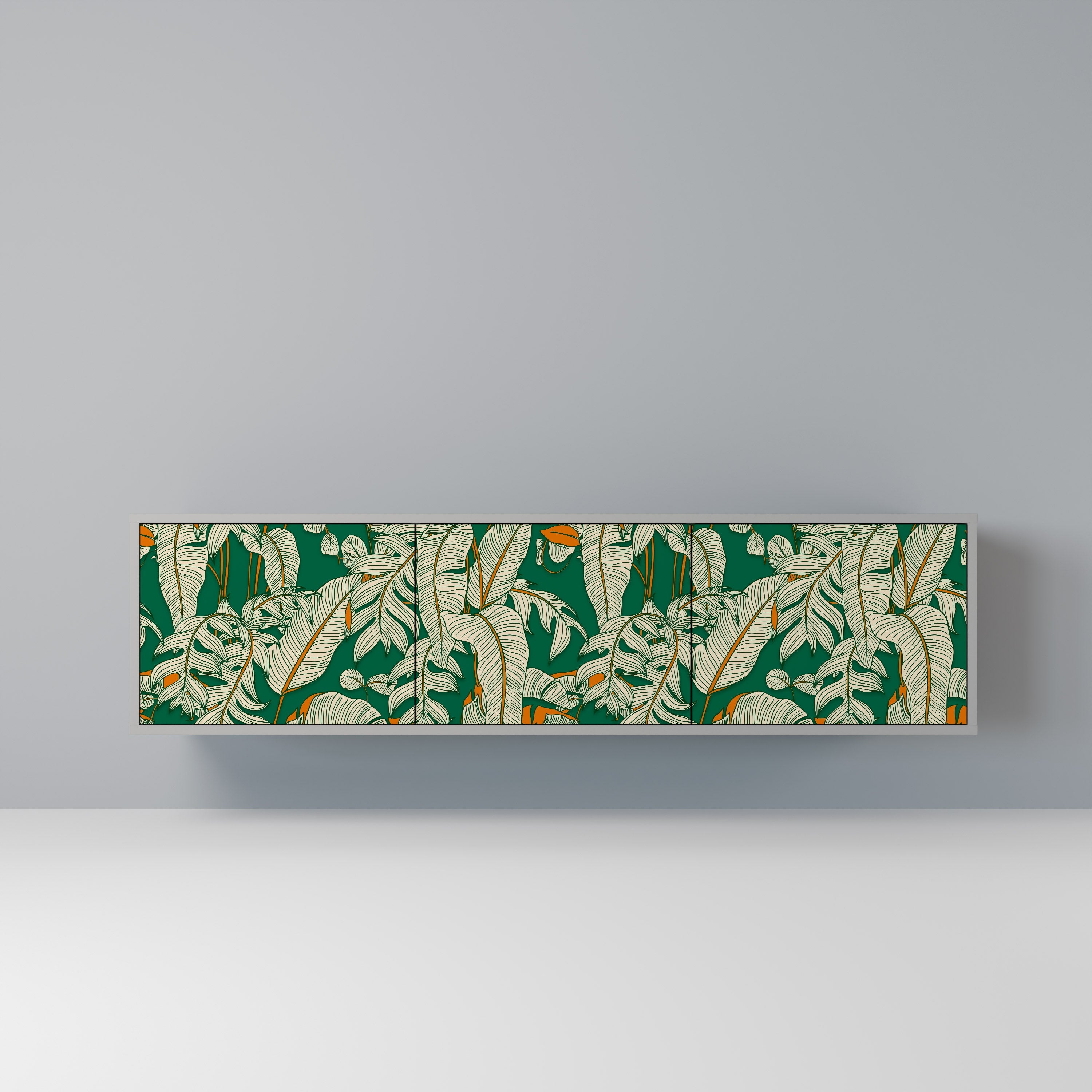 Meuble TV 3 portes VERDANT PLEASURES finition grise