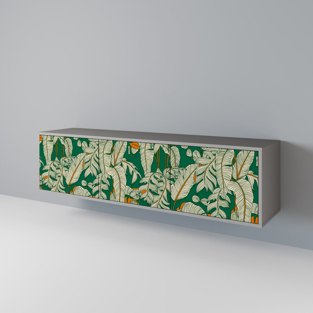 Meuble TV 3 portes VERDANT PLEASURES finition grise