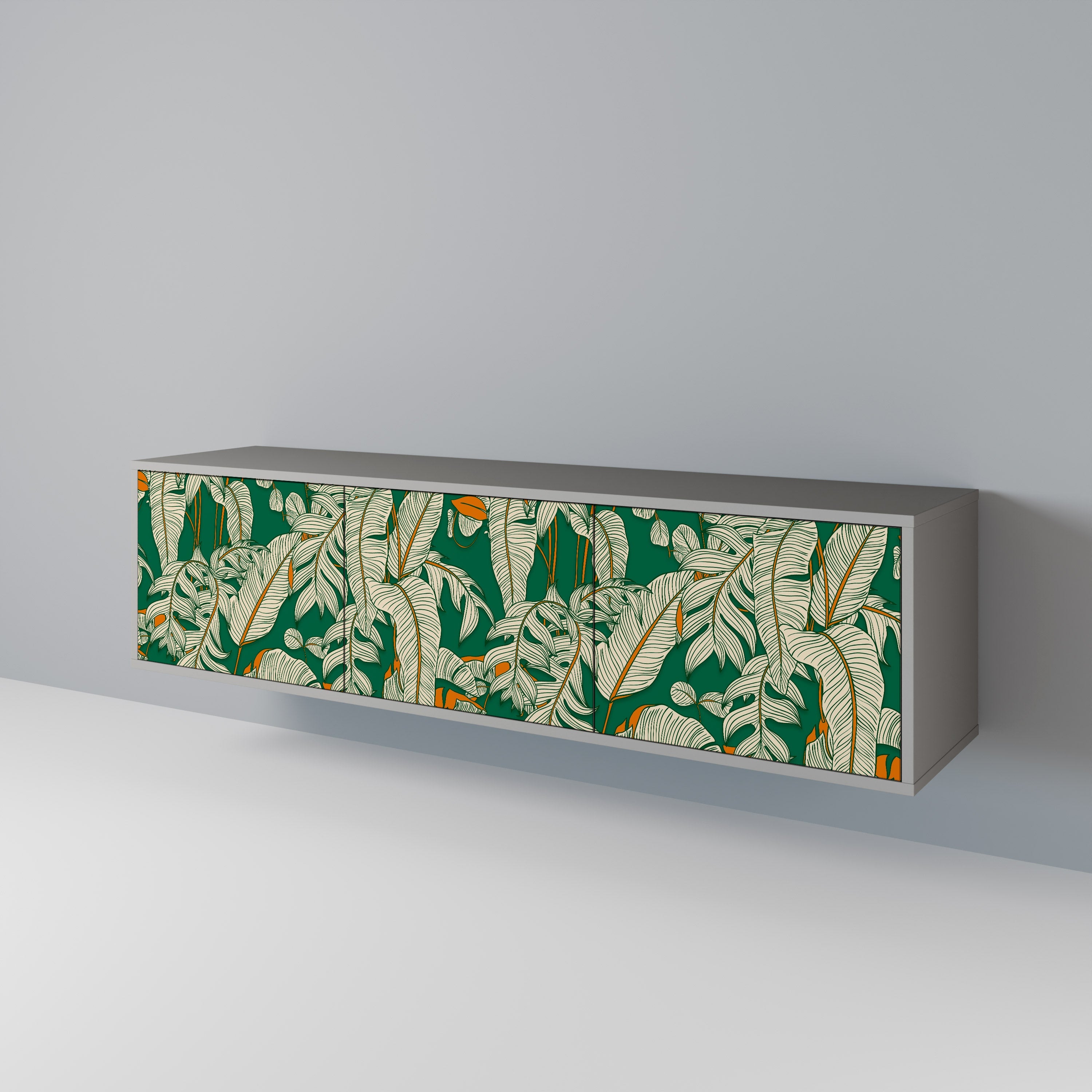 Meuble TV 3 portes VERDANT PLEASURES finition grise