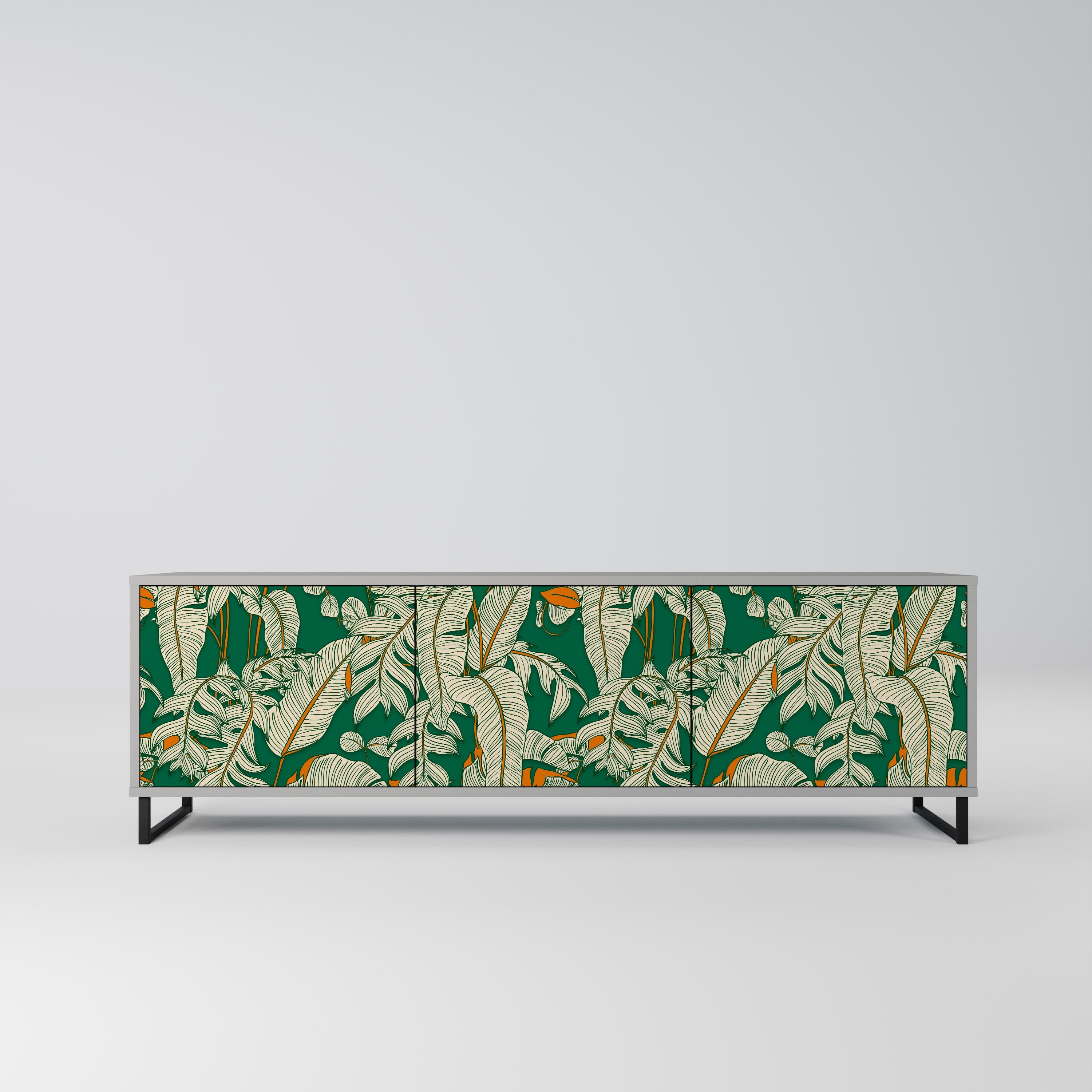 Meuble TV 3 portes VERDANT PLEASURES finition grise