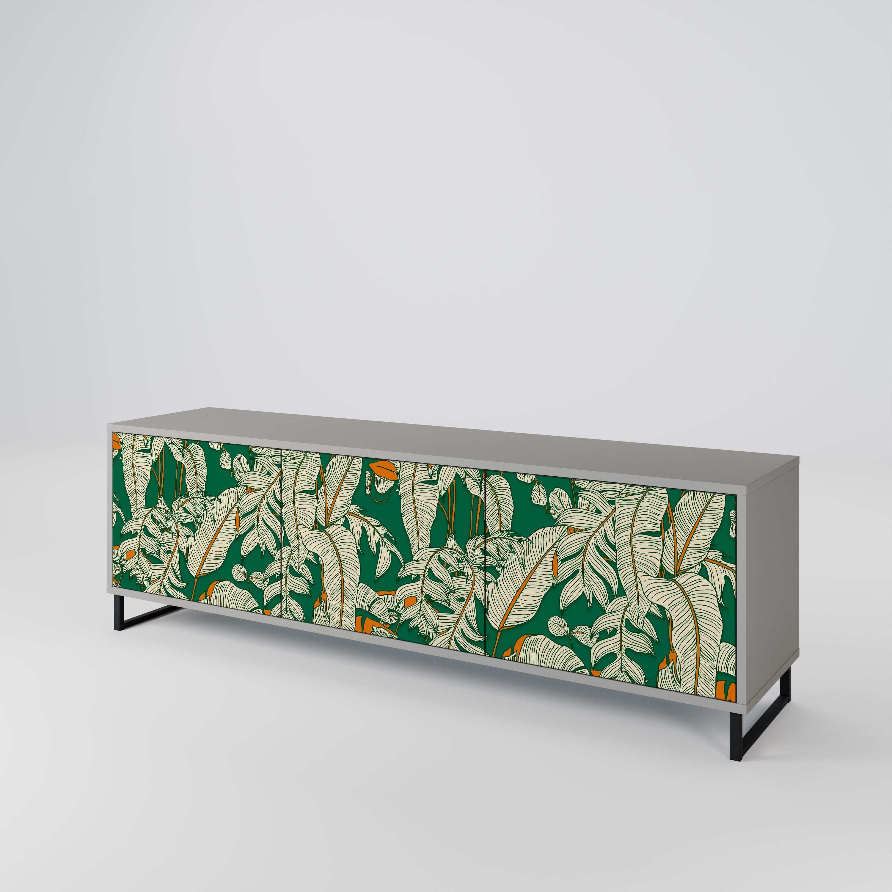 Meuble TV 3 portes VERDANT PLEASURES finition grise