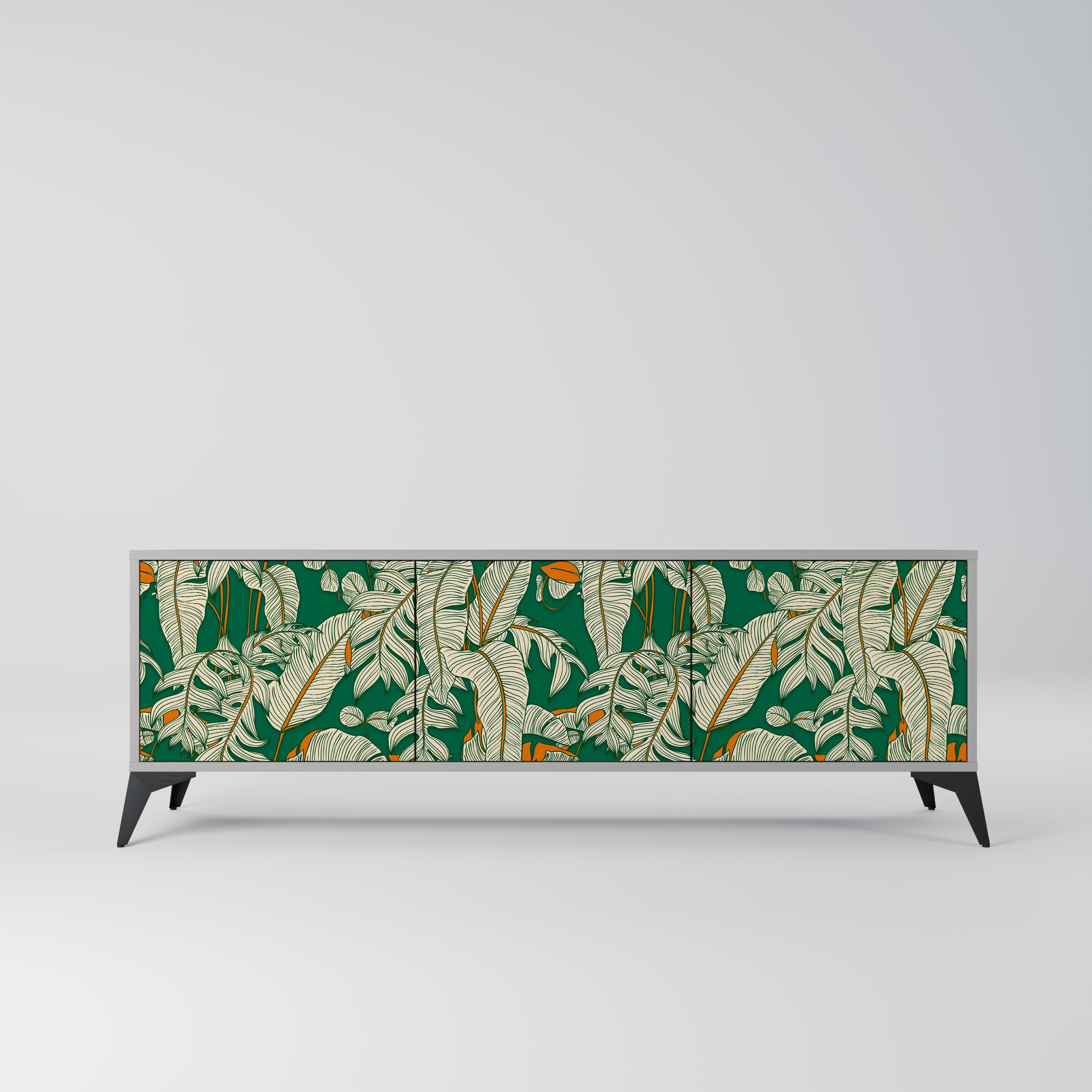 Meuble TV 3 portes VERDANT PLEASURES finition grise