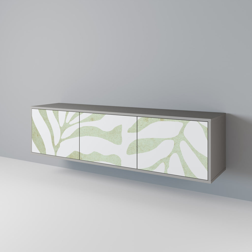 Meuble TV 3 portes BOTANICAL SPARK, finition grise