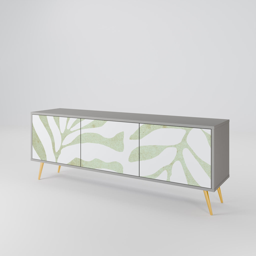 Meuble TV 3 portes BOTANICAL SPARK, finition grise