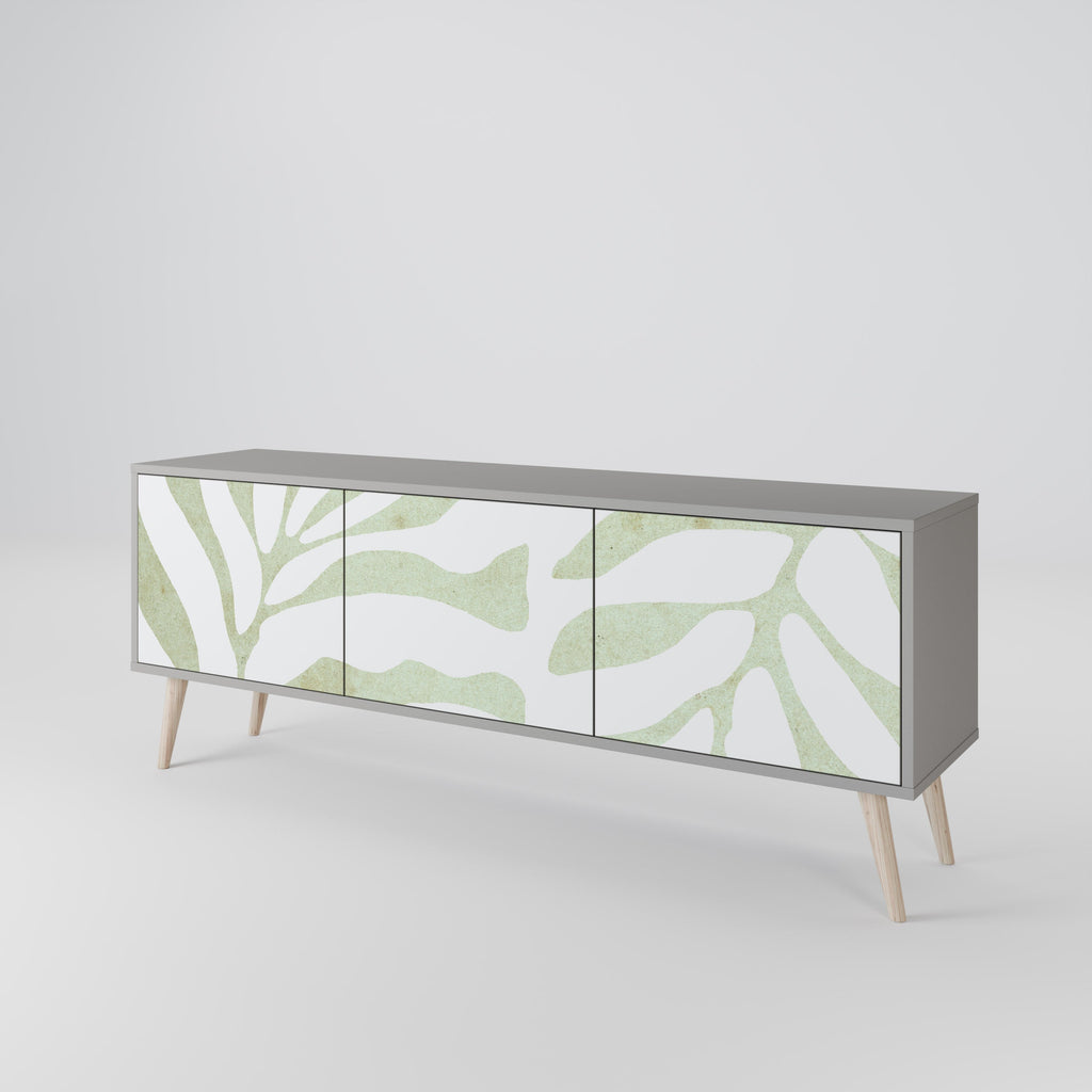 Meuble TV 3 portes BOTANICAL SPARK, finition grise