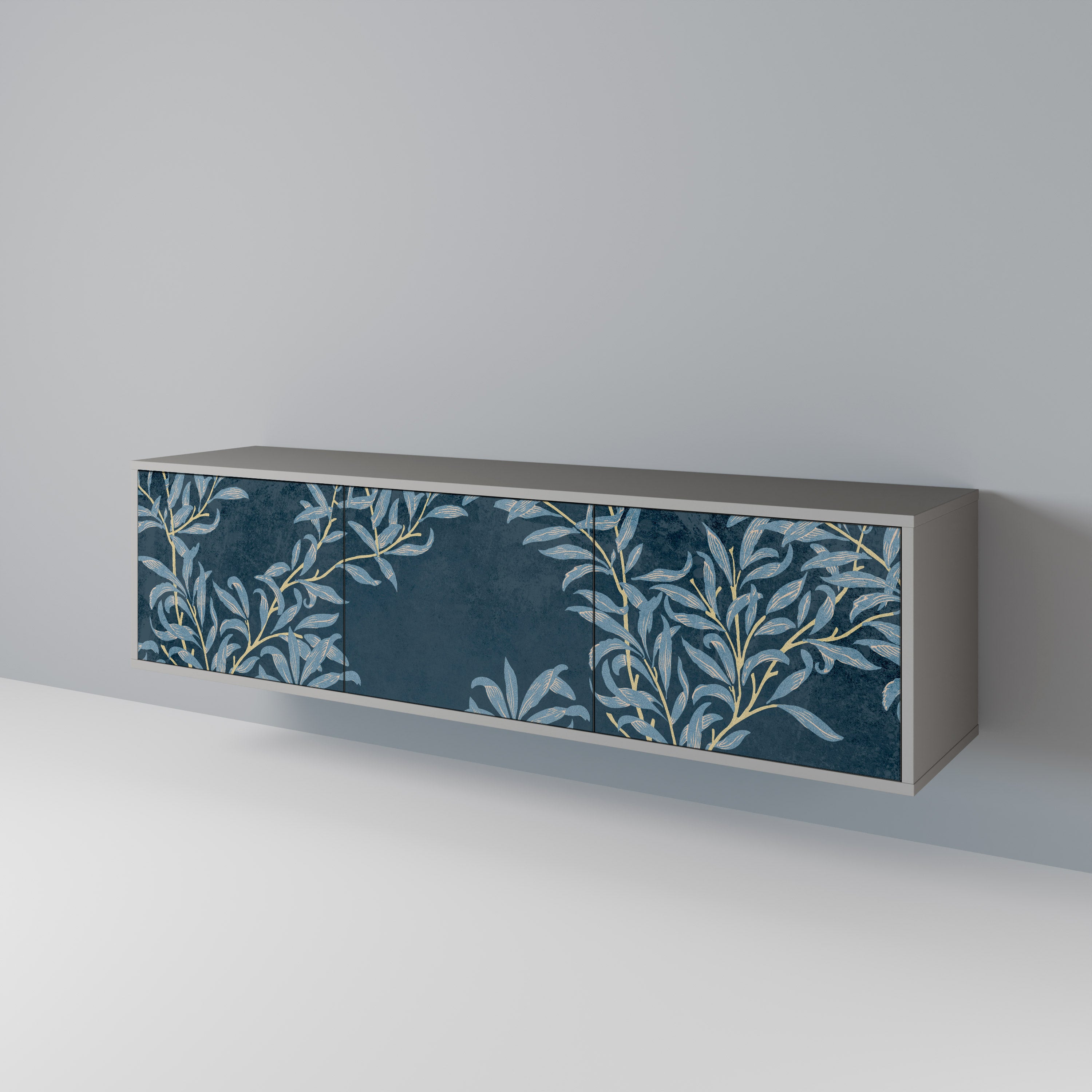 BLUE LEAVES 3-Door TV Cabinet