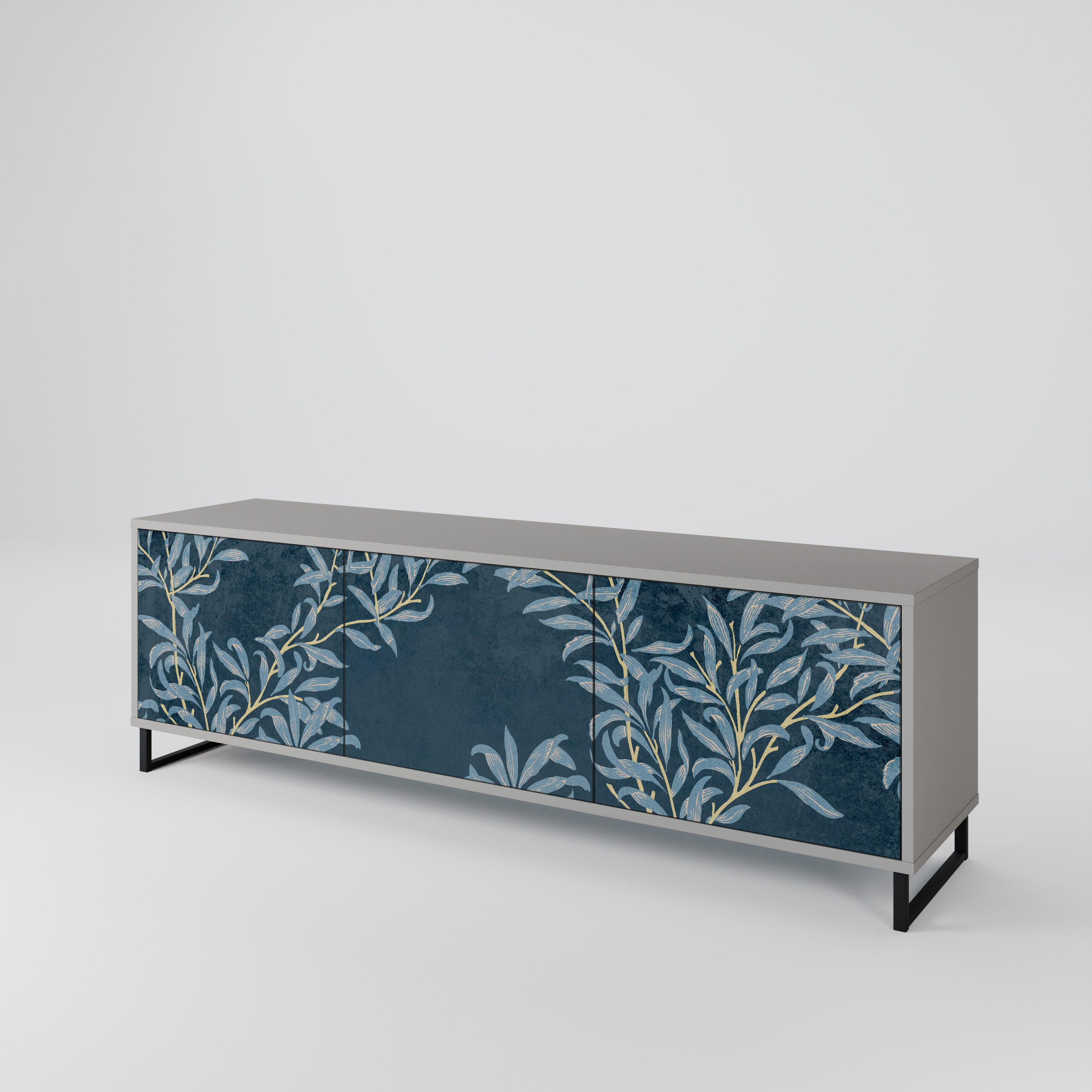 BLUE LEAVES 3-Door TV Cabinet