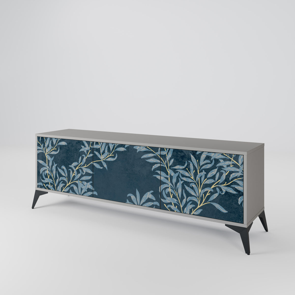 BLUE LEAVES 3-Door TV Cabinet
