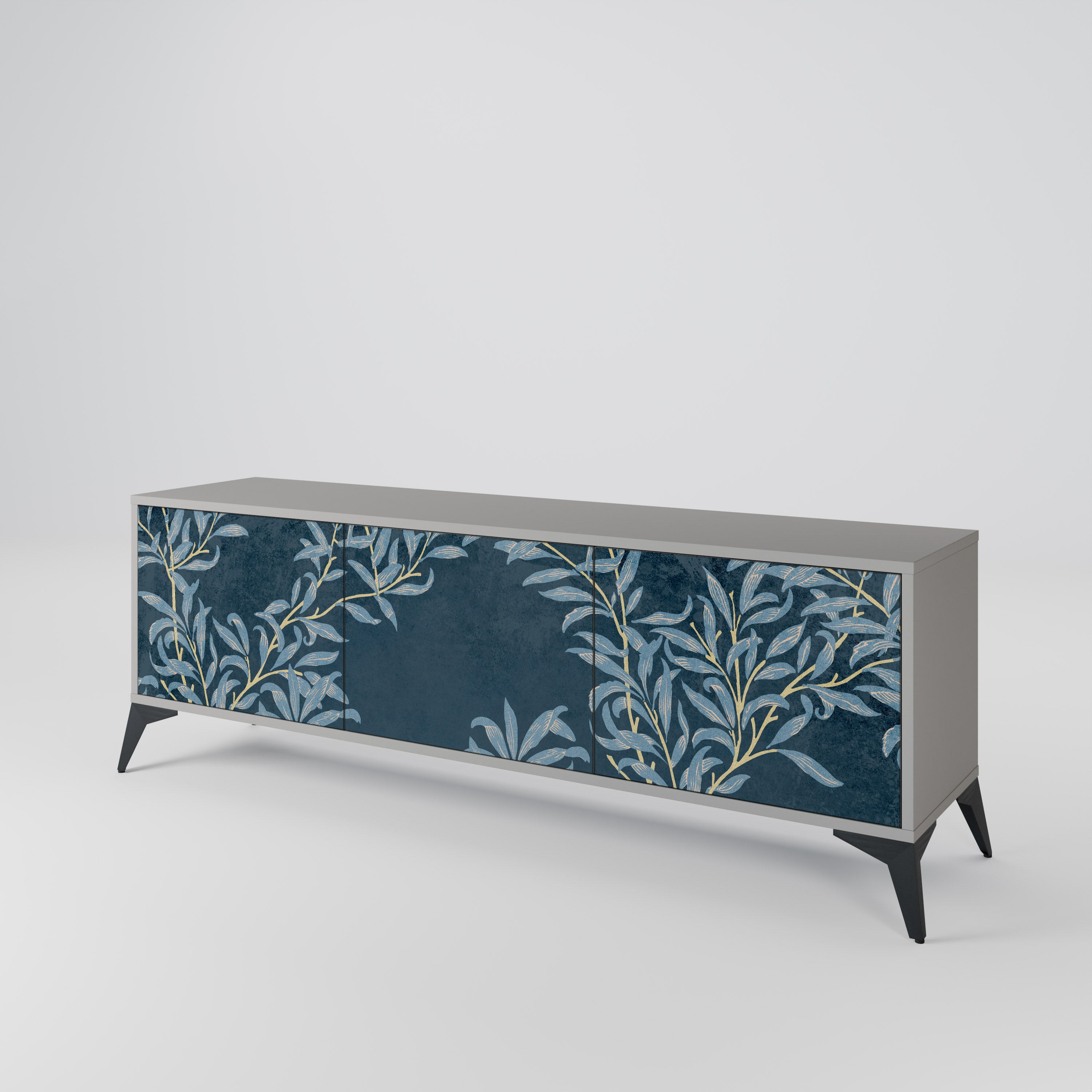 BLUE LEAVES 3-Door TV Cabinet