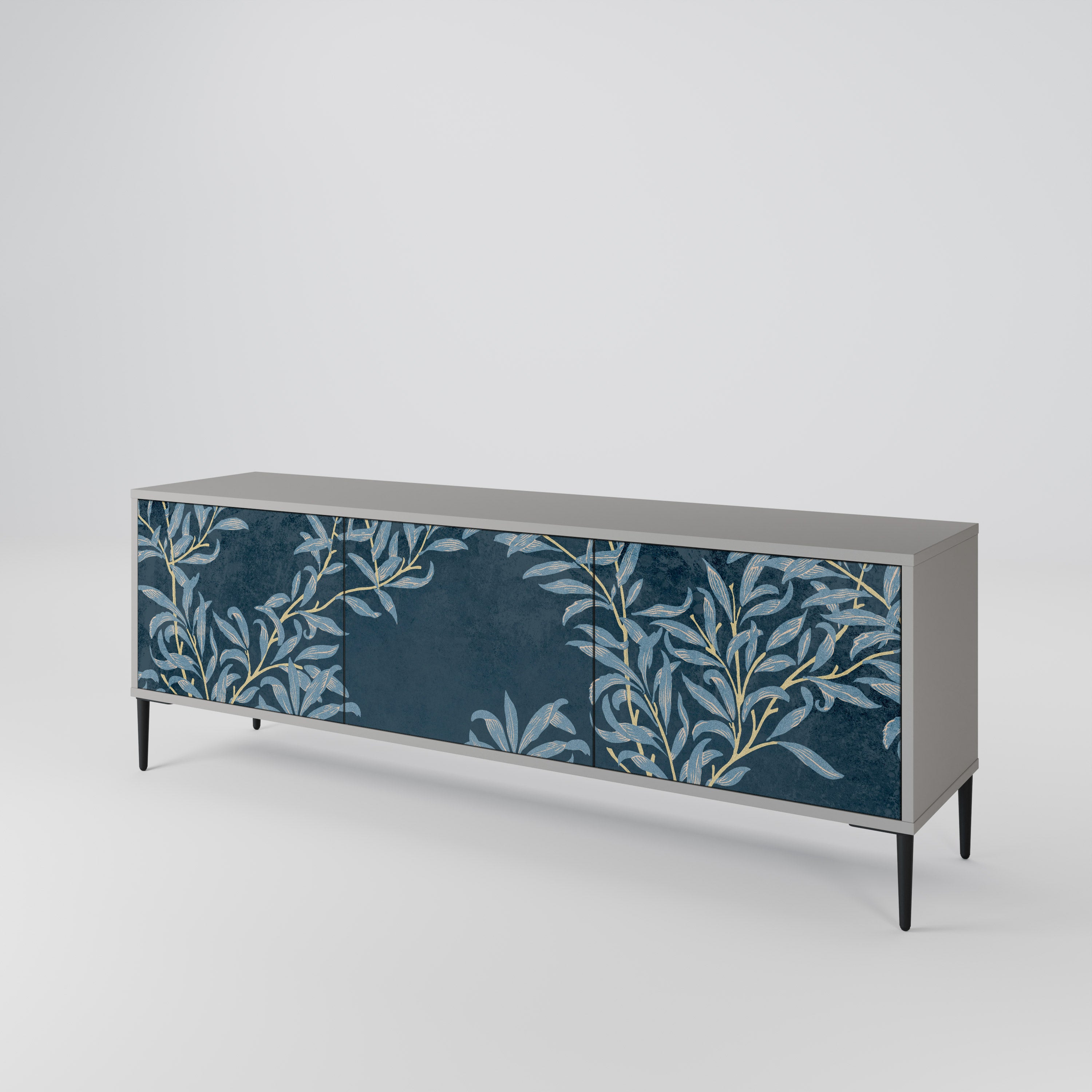BLUE LEAVES 3-Door TV Cabinet