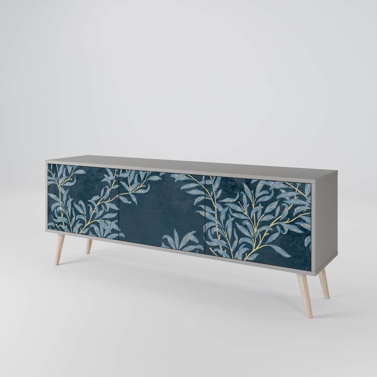 BLUE LEAVES 3-Door TV Cabinet
