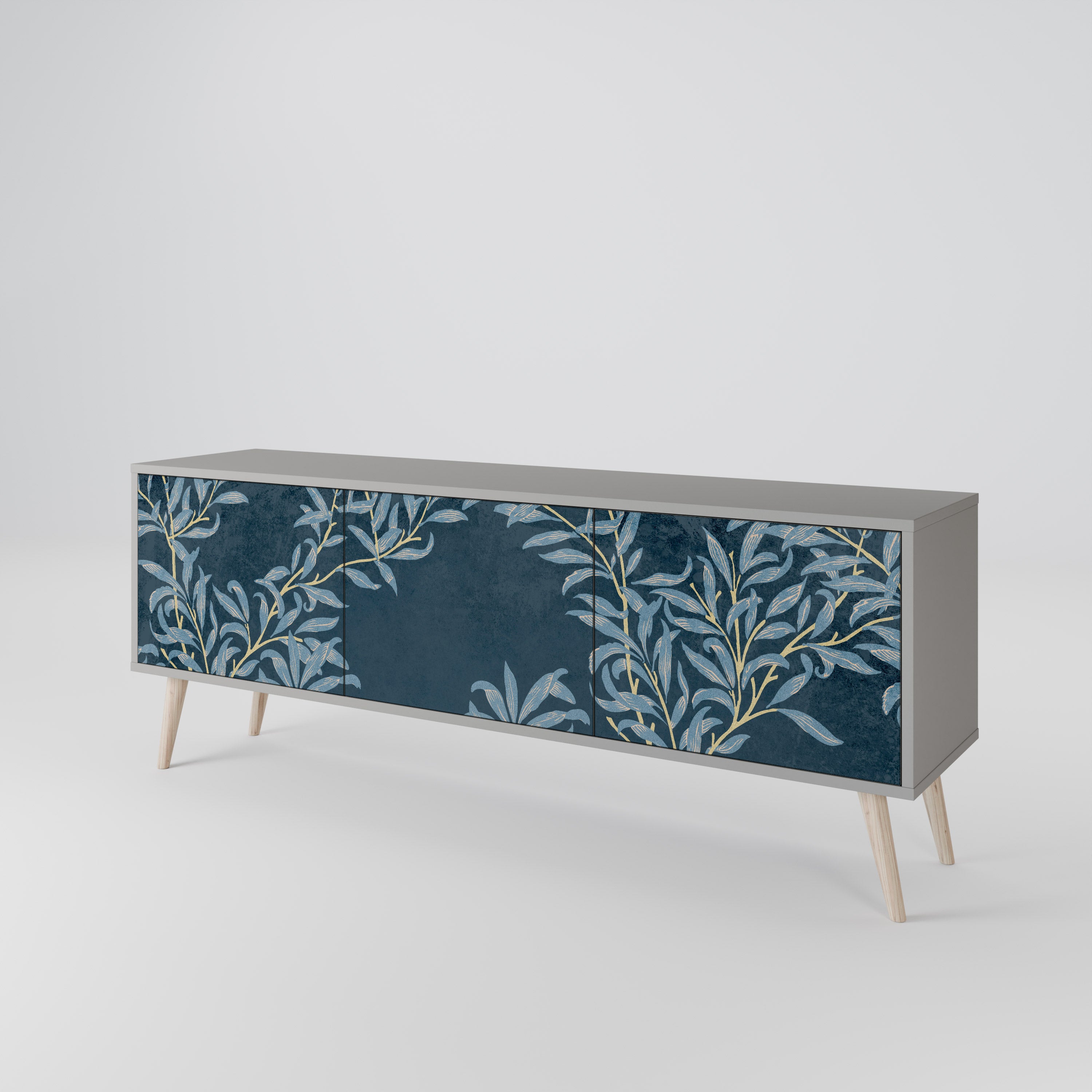 BLUE LEAVES 3-Door TV Cabinet
