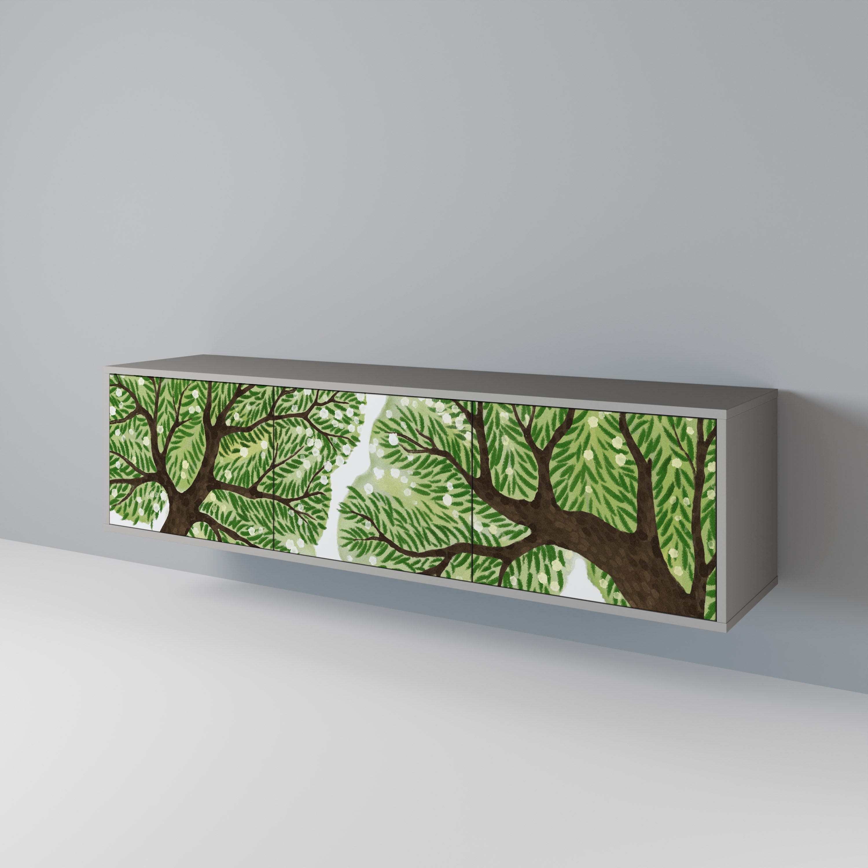 Meuble TV 3 portes WILDERNESS DASH, finition grise