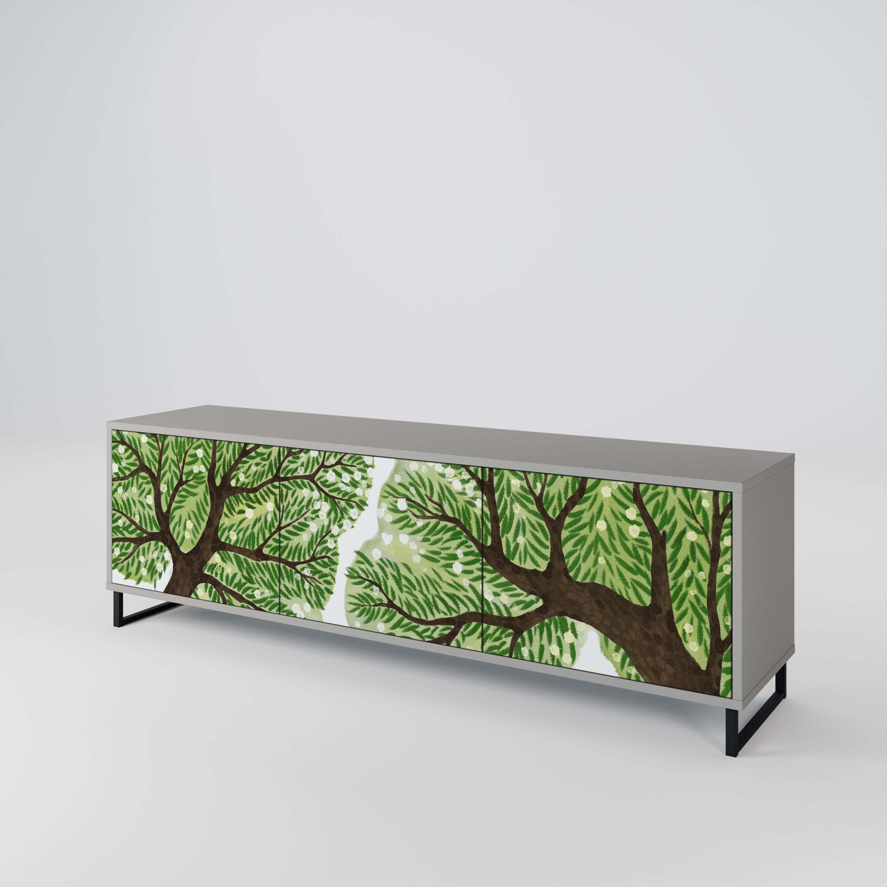 Meuble TV 3 portes WILDERNESS DASH, finition grise