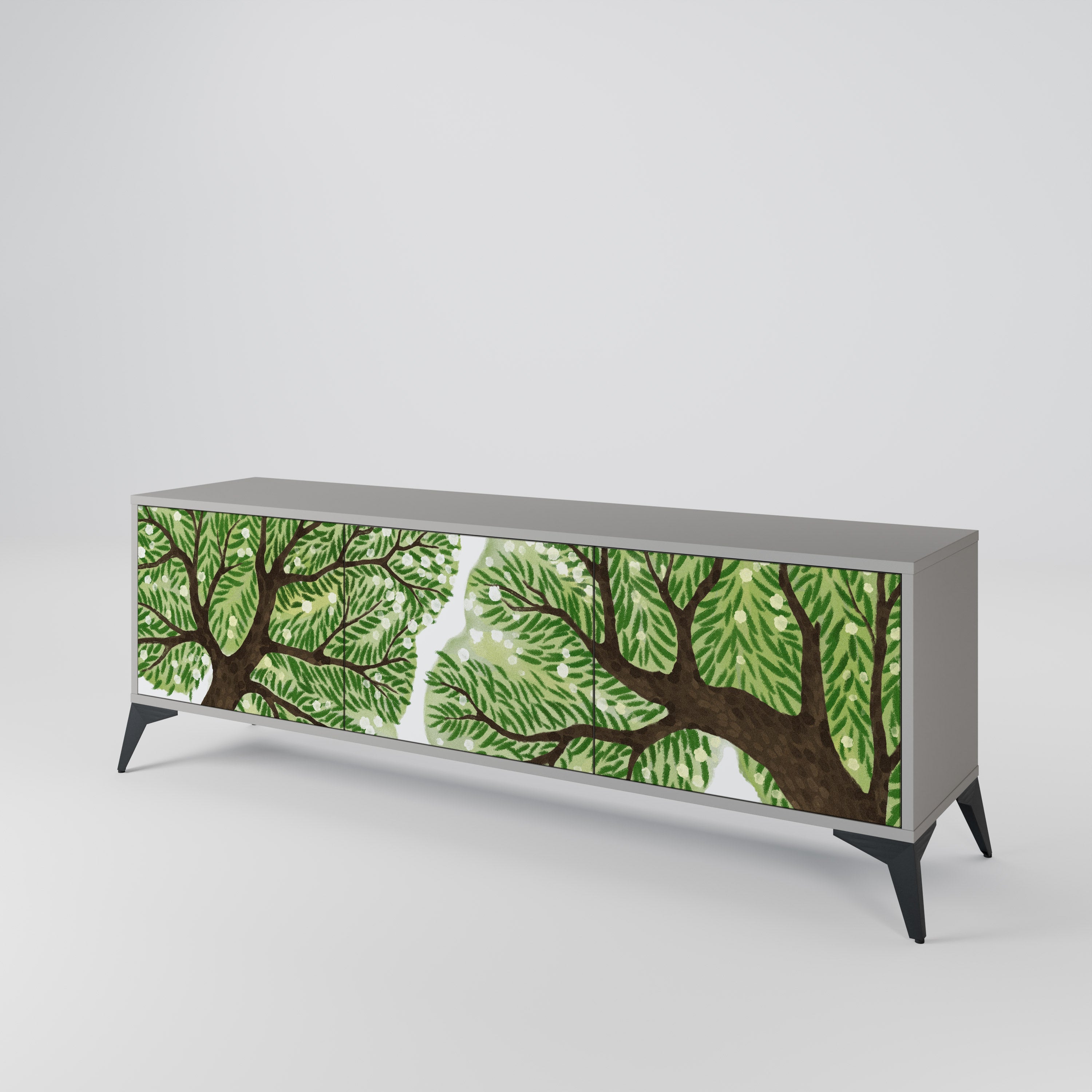 Meuble TV 3 portes WILDERNESS DASH, finition grise