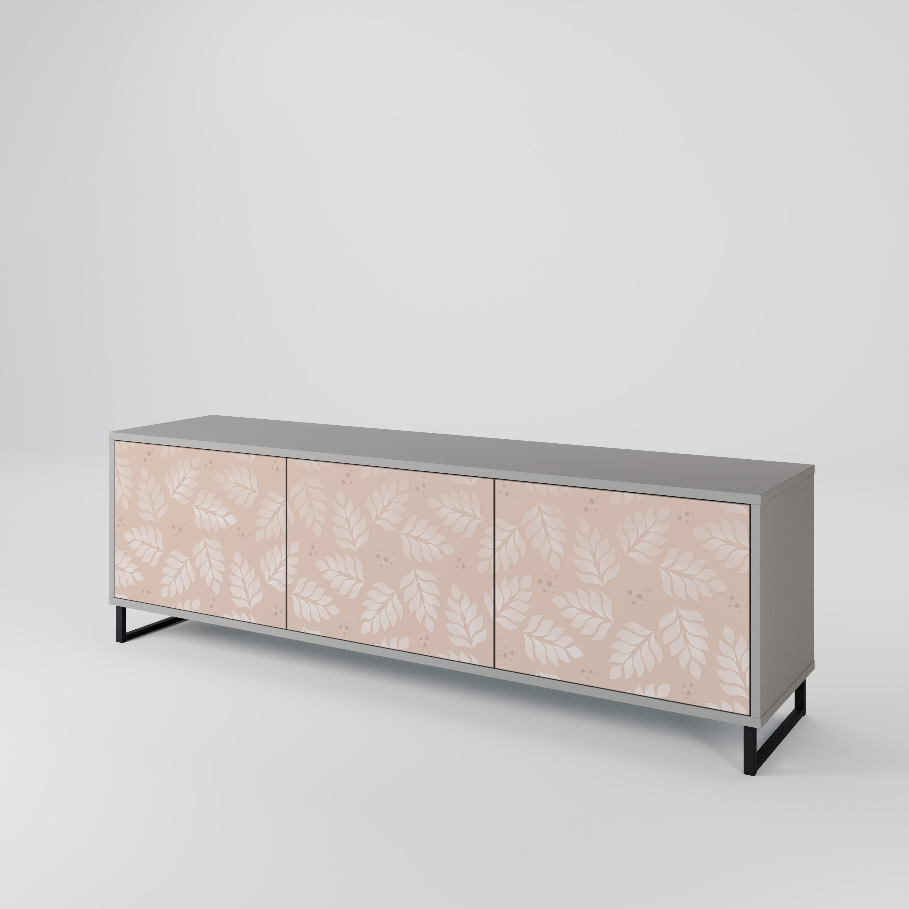 LEAVES ON BEIGE 3-Door TV Cabinet