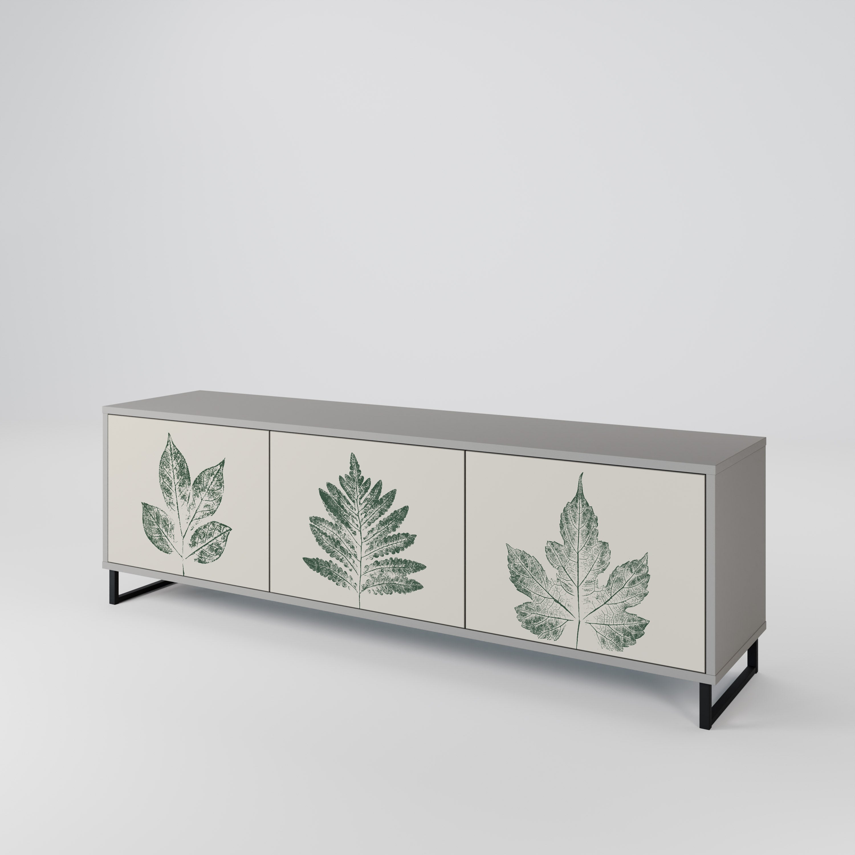 GREEN LEAFY STAMPS 3-Door TV Cabinet