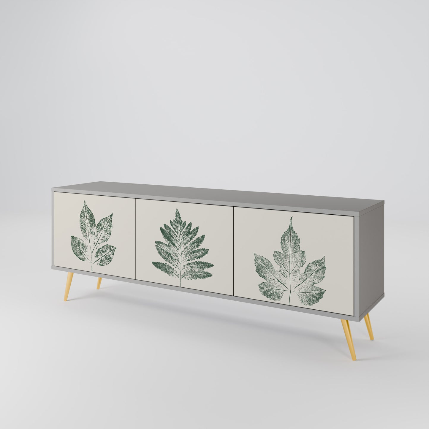 GREEN LEAFY STAMPS 3-Door TV Cabinet