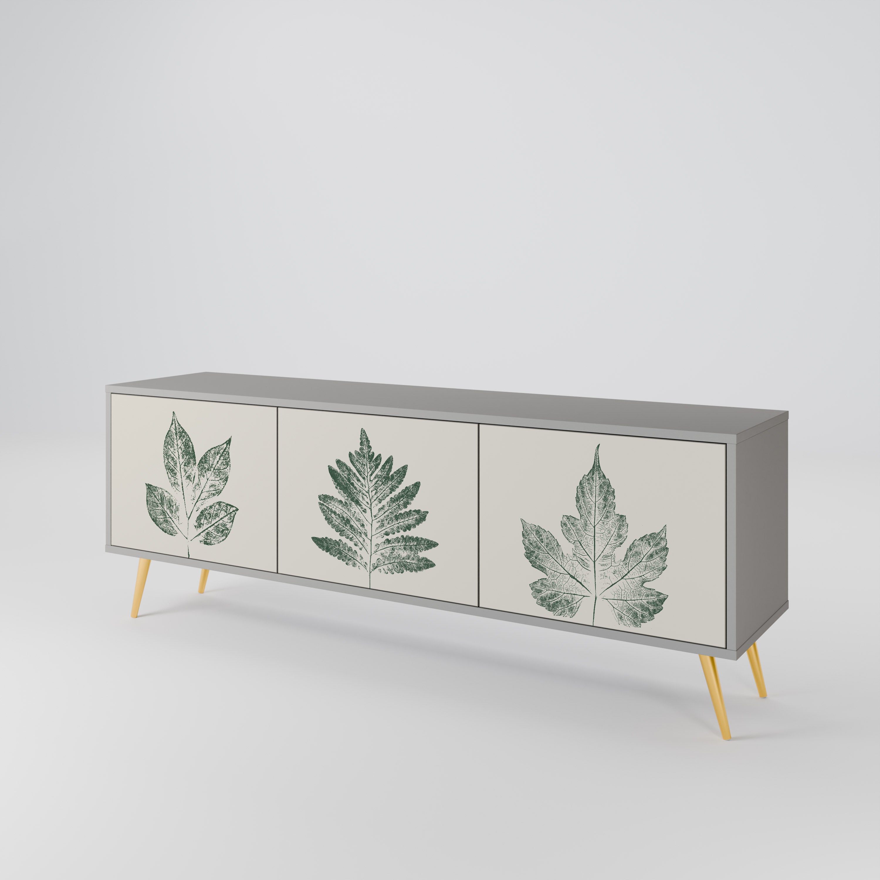 GREEN LEAFY STAMPS 3-Door TV Cabinet