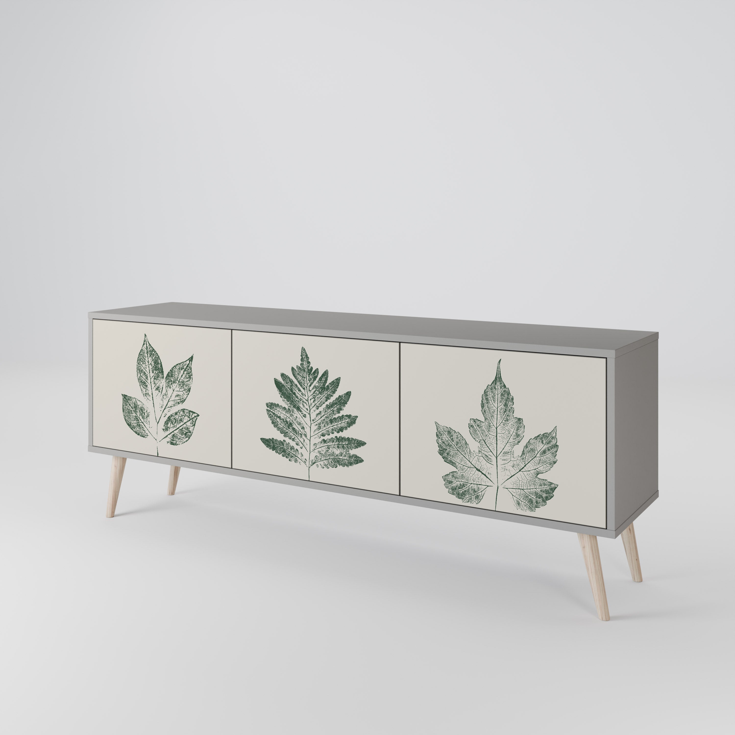 GREEN LEAFY STAMPS 3-Door TV Cabinet