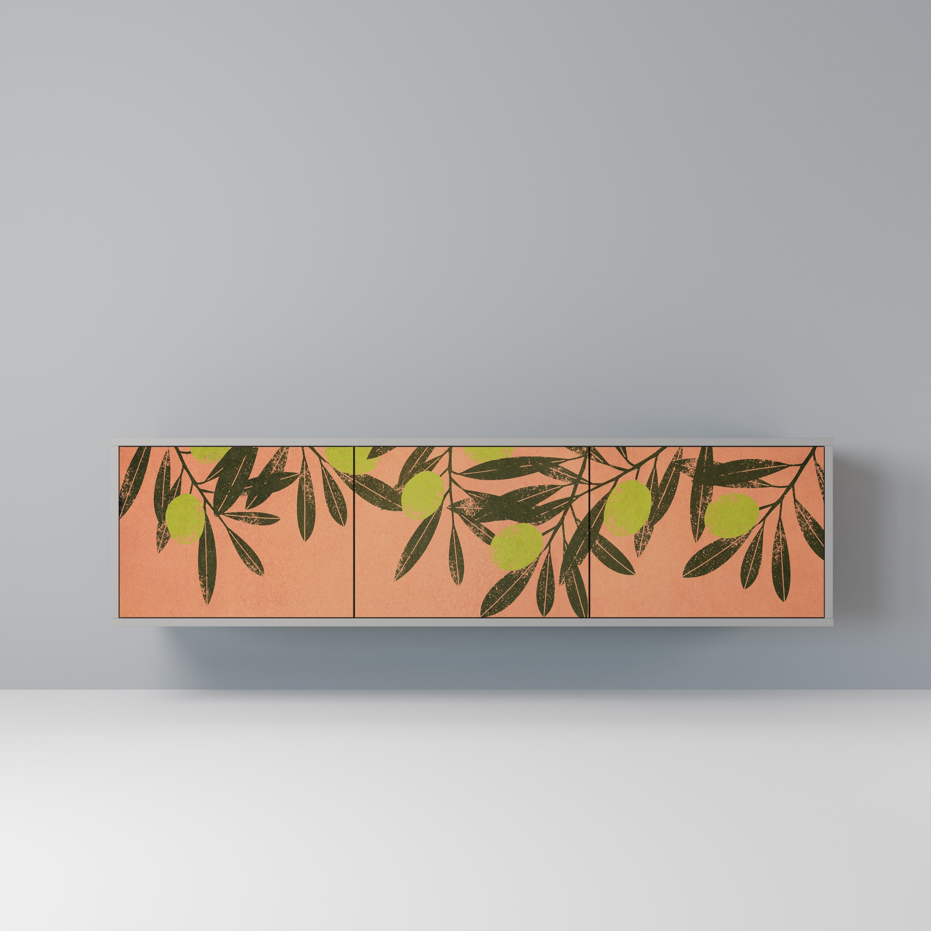 Meuble TV 3 portes JUICY OLIVES finition grise