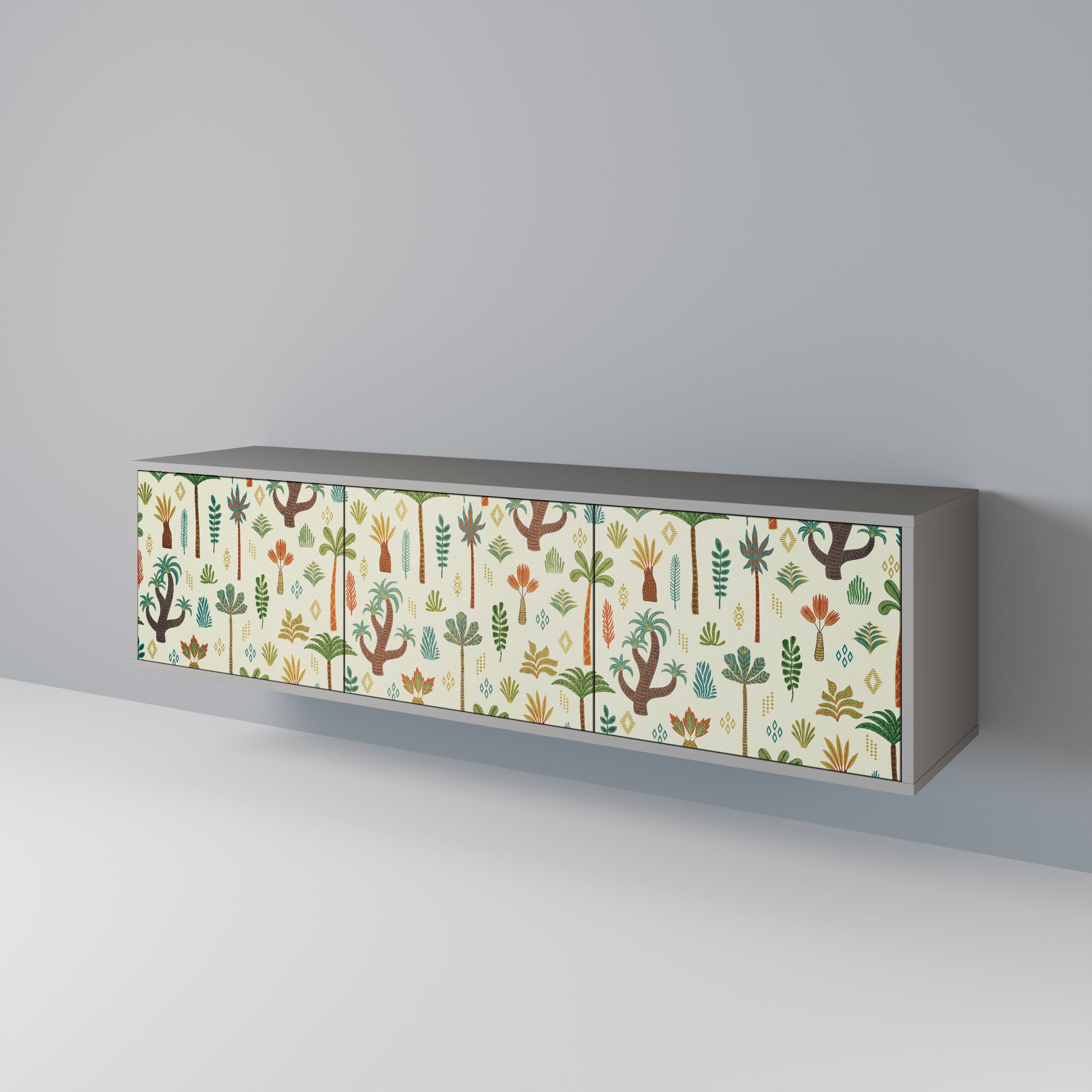 Meuble TV 3 portes PALM SPRING finition grise