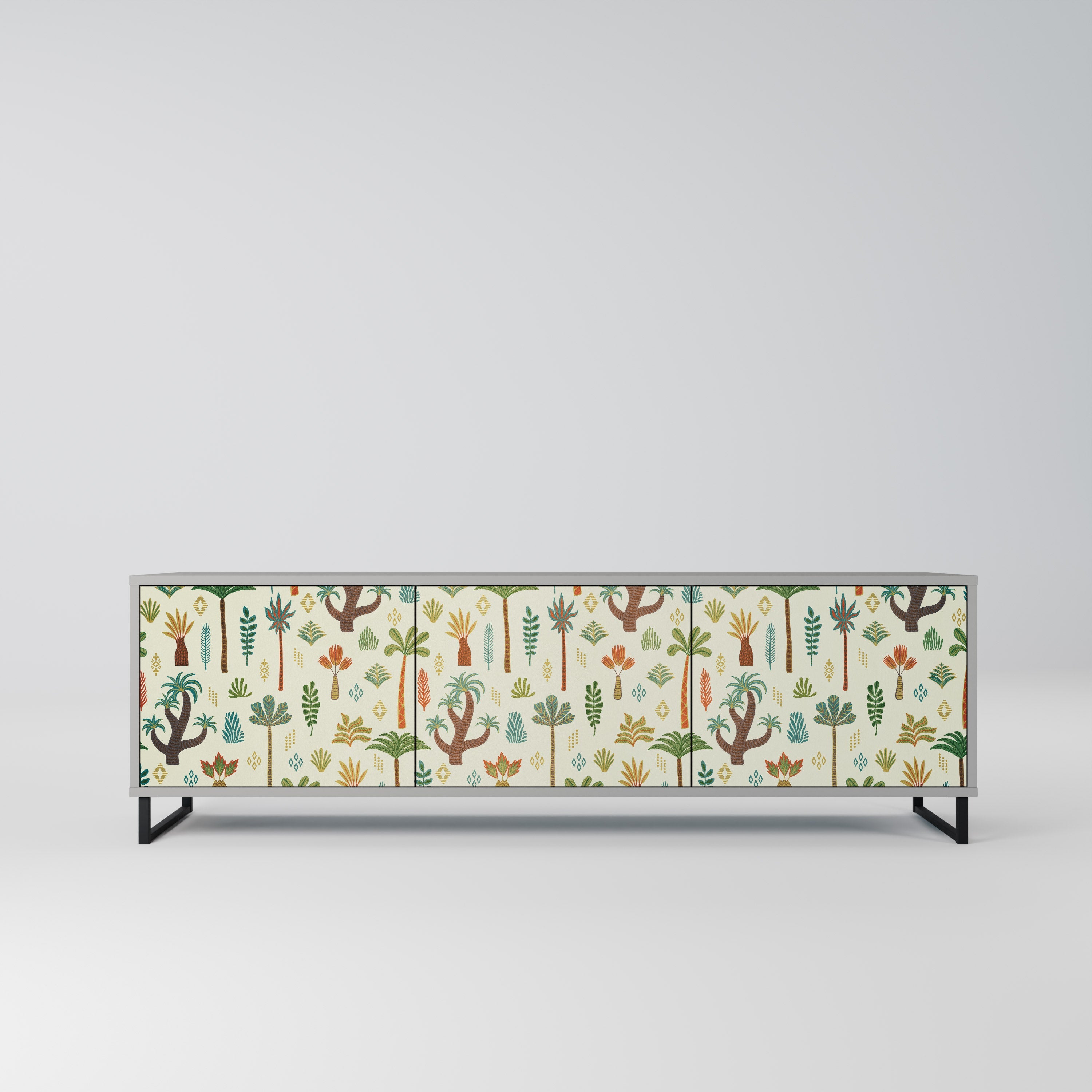 Meuble TV 3 portes PALM SPRING finition grise