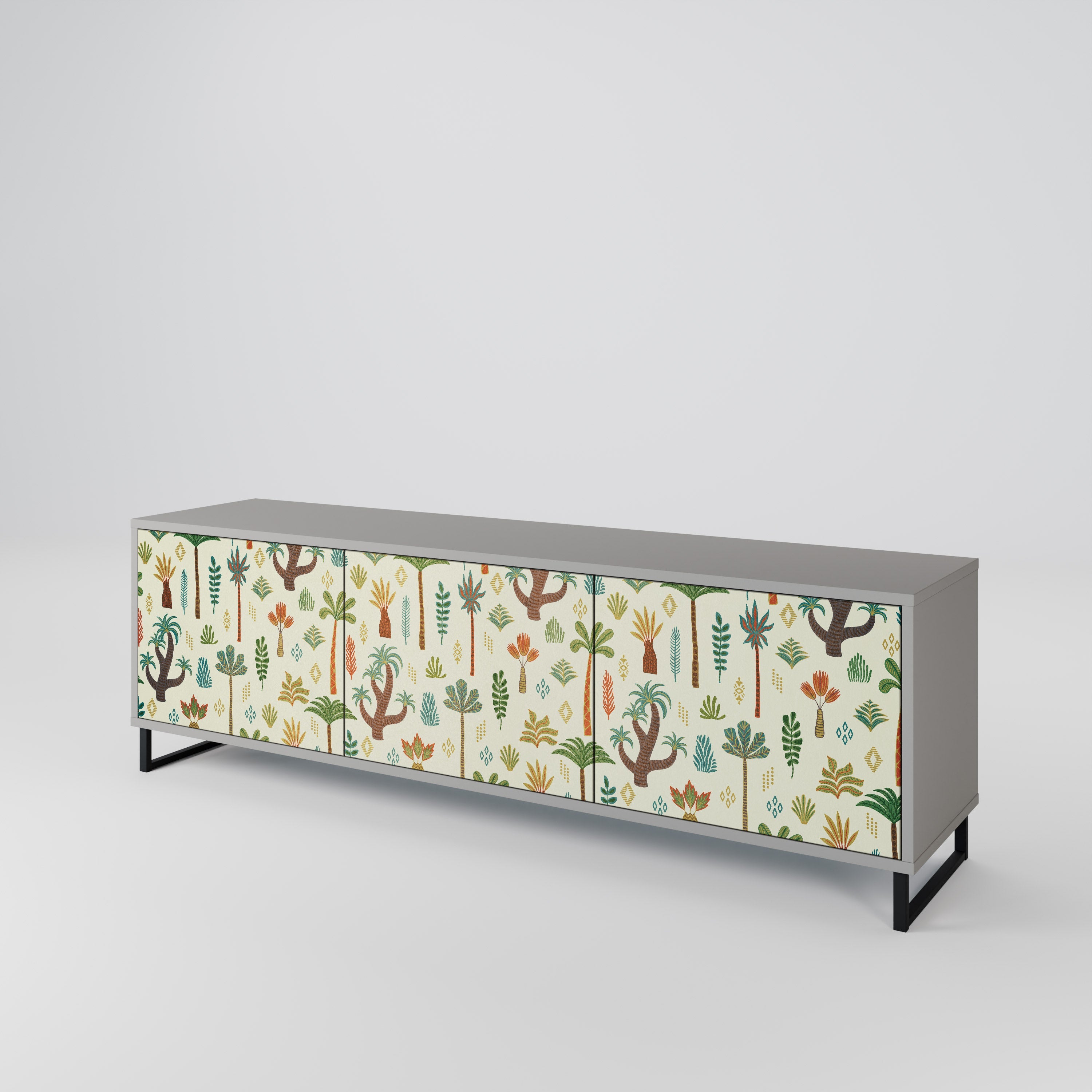 Meuble TV 3 portes PALM SPRING finition grise