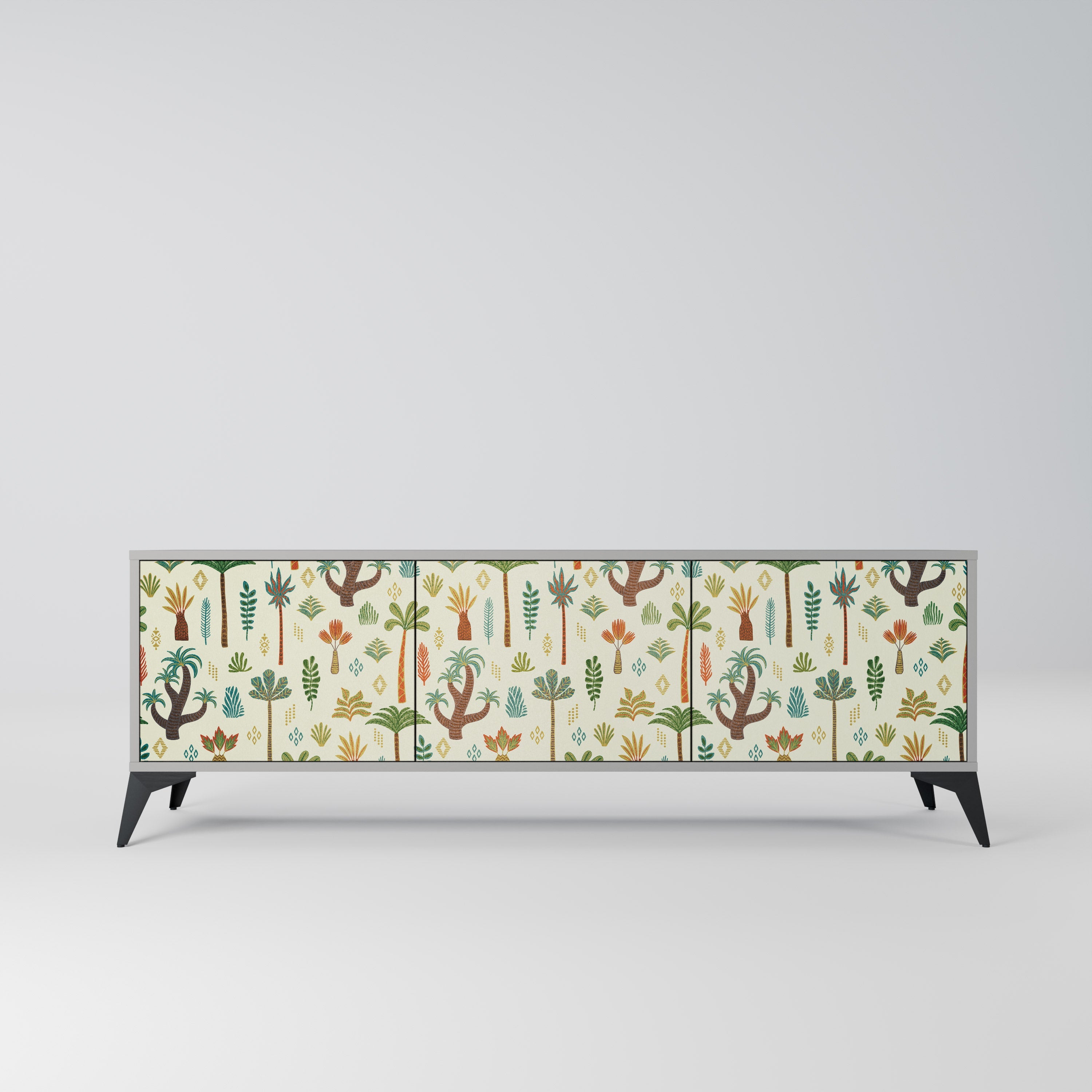 Meuble TV 3 portes PALM SPRING finition grise