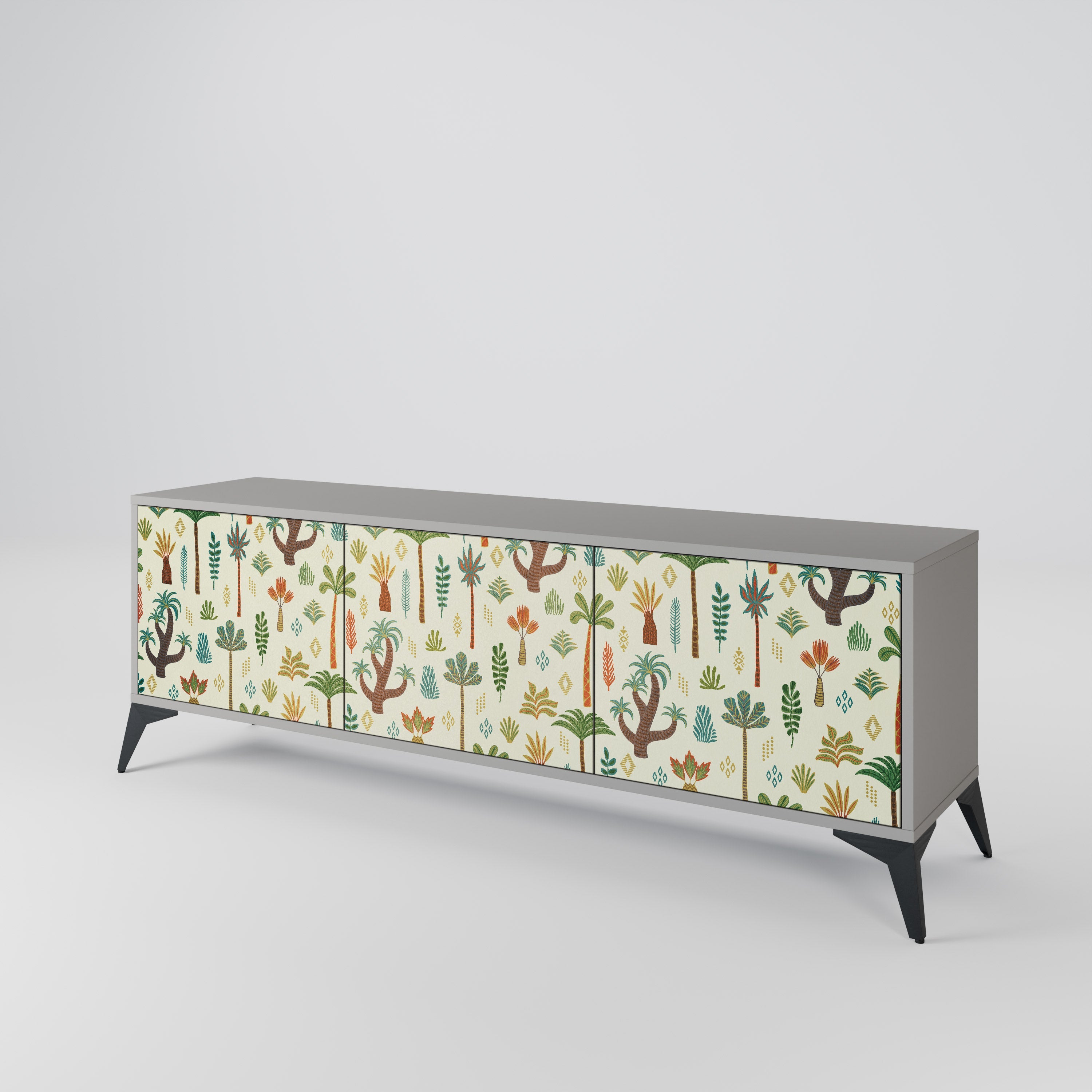 Meuble TV 3 portes PALM SPRING finition grise