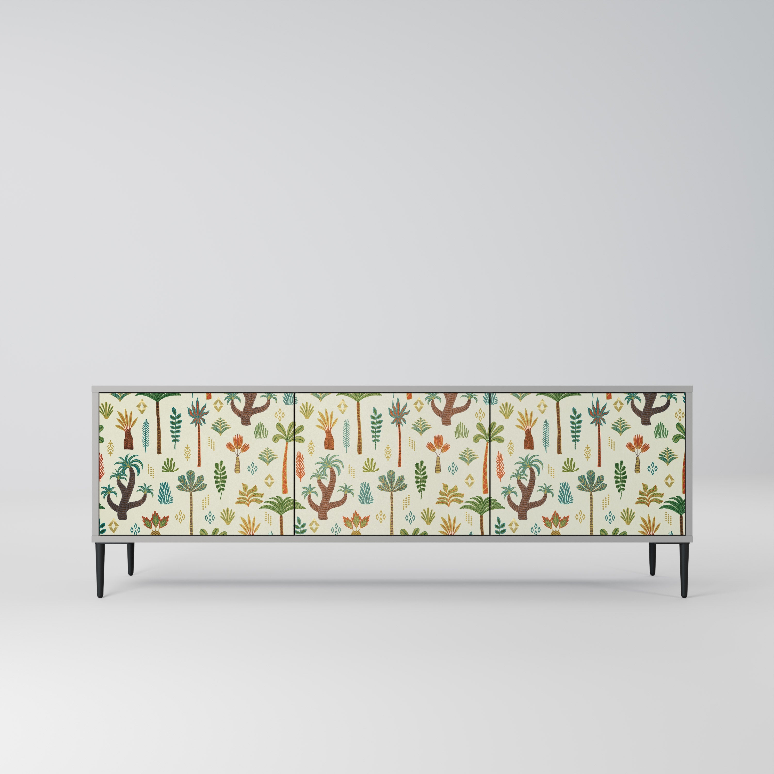 Meuble TV 3 portes PALM SPRING finition grise