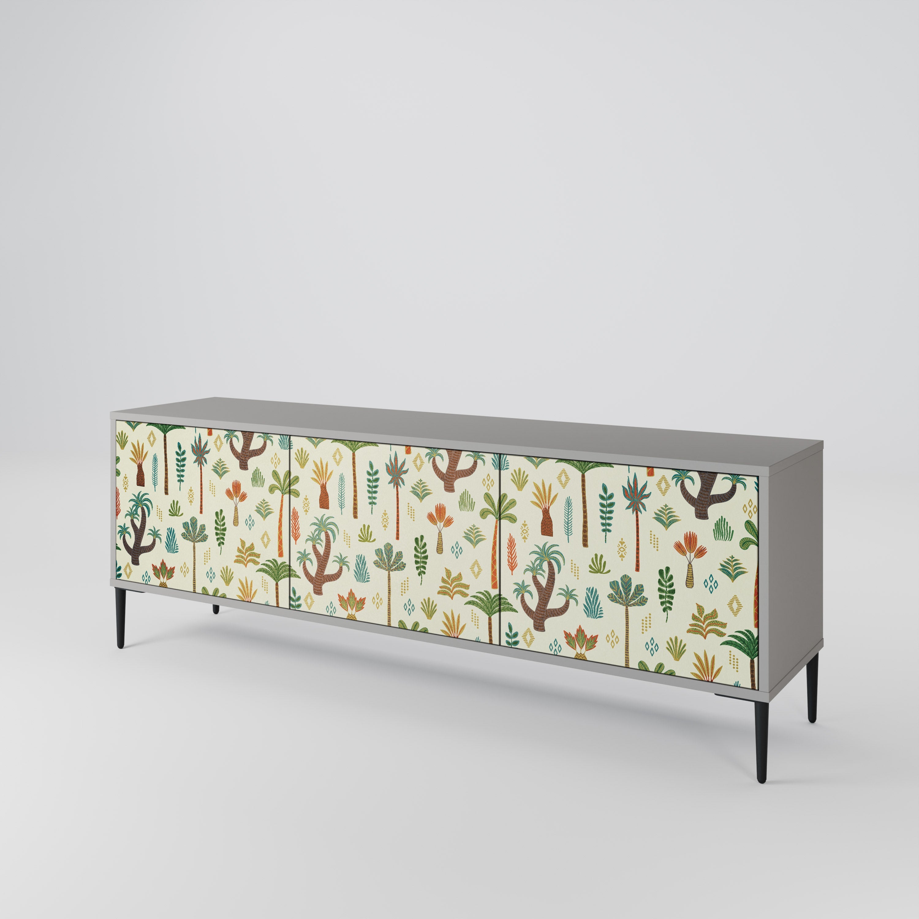 Meuble TV 3 portes PALM SPRING finition grise