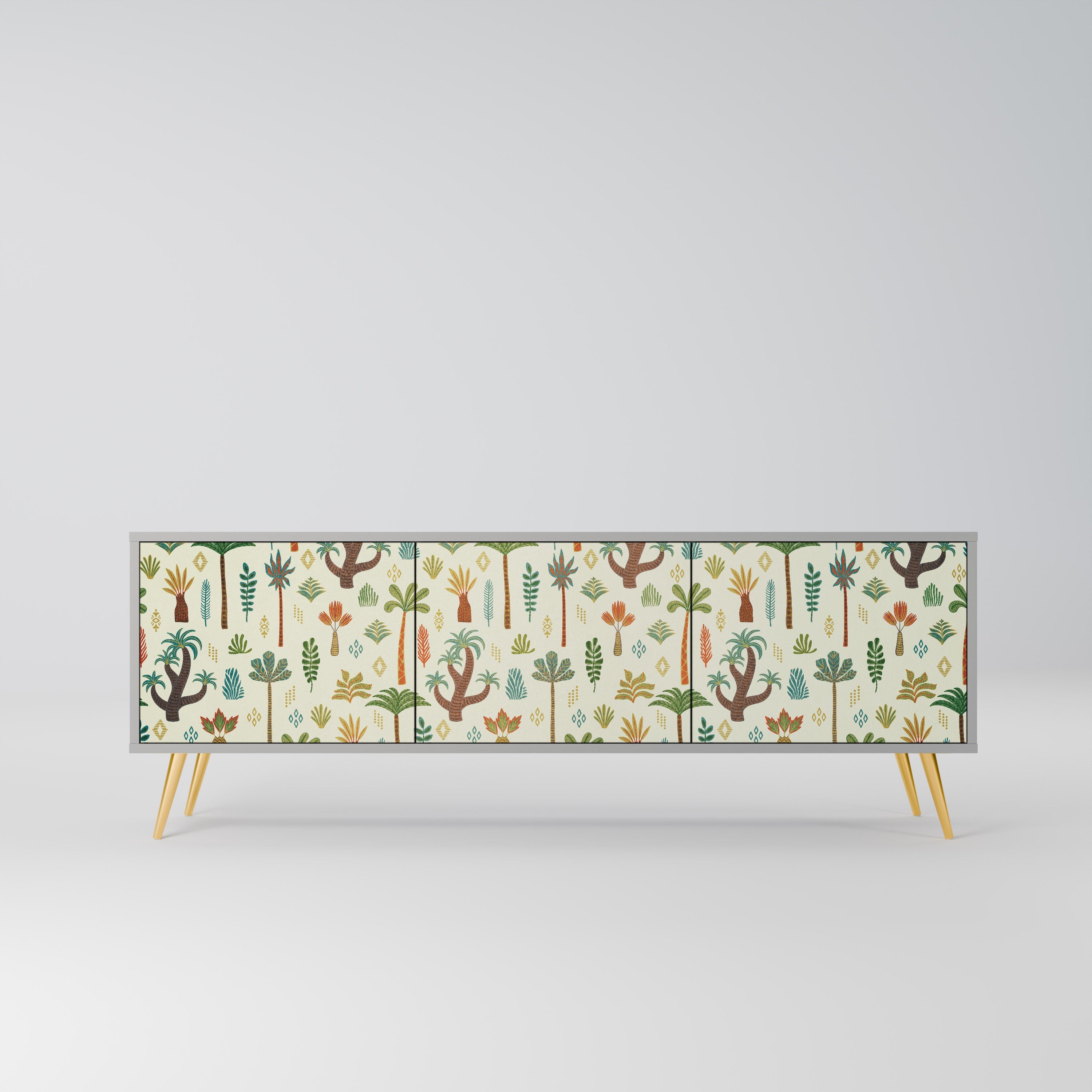 Meuble TV 3 portes PALM SPRING finition grise