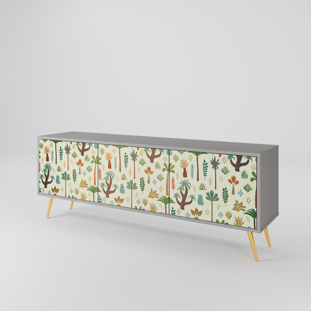 Meuble TV 3 portes PALM SPRING finition grise