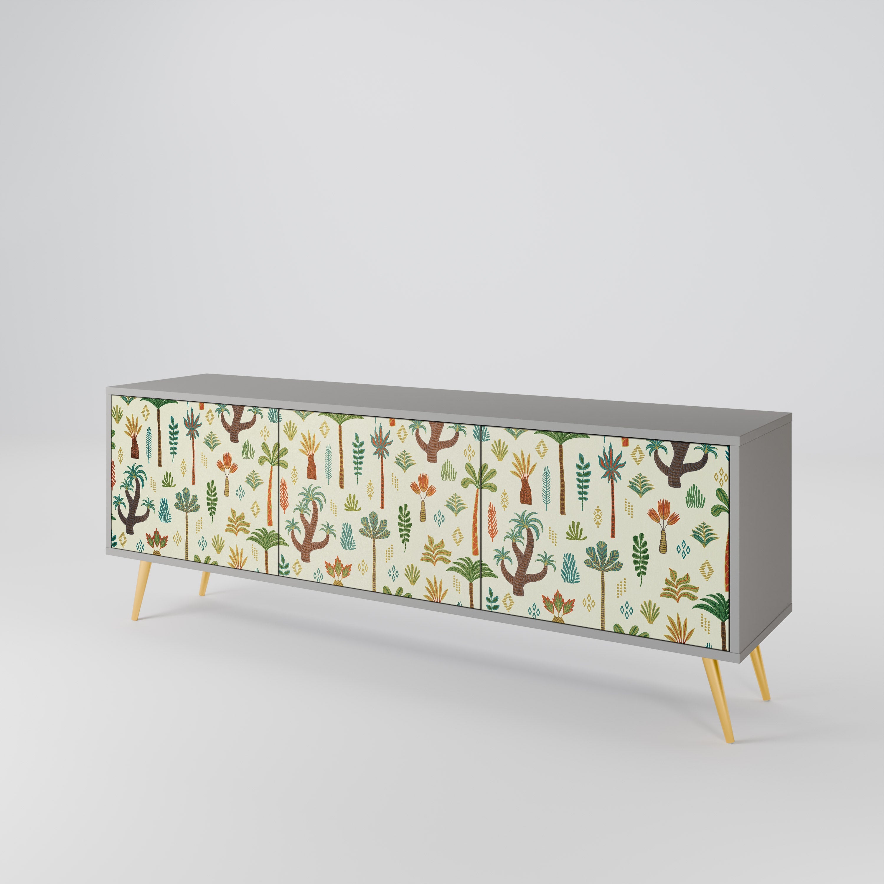 Meuble TV 3 portes PALM SPRING finition grise