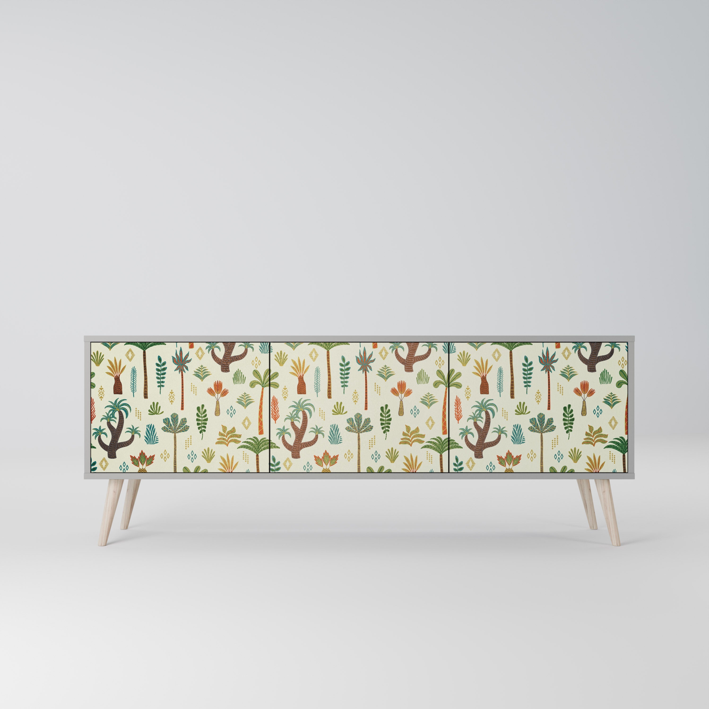 Meuble TV 3 portes PALM SPRING finition grise