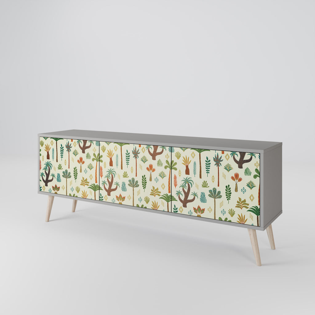 Meuble TV 3 portes PALM SPRING finition grise