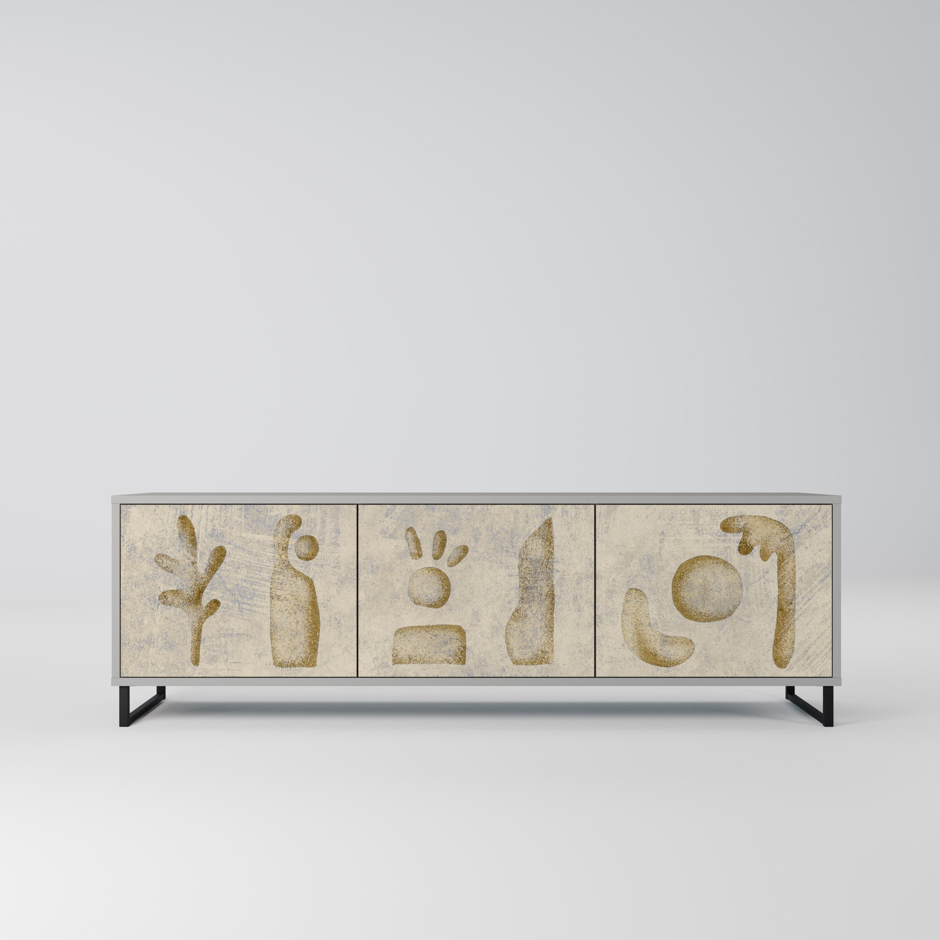 Meuble TV 3 portes SAND SCULPTURES finition grise