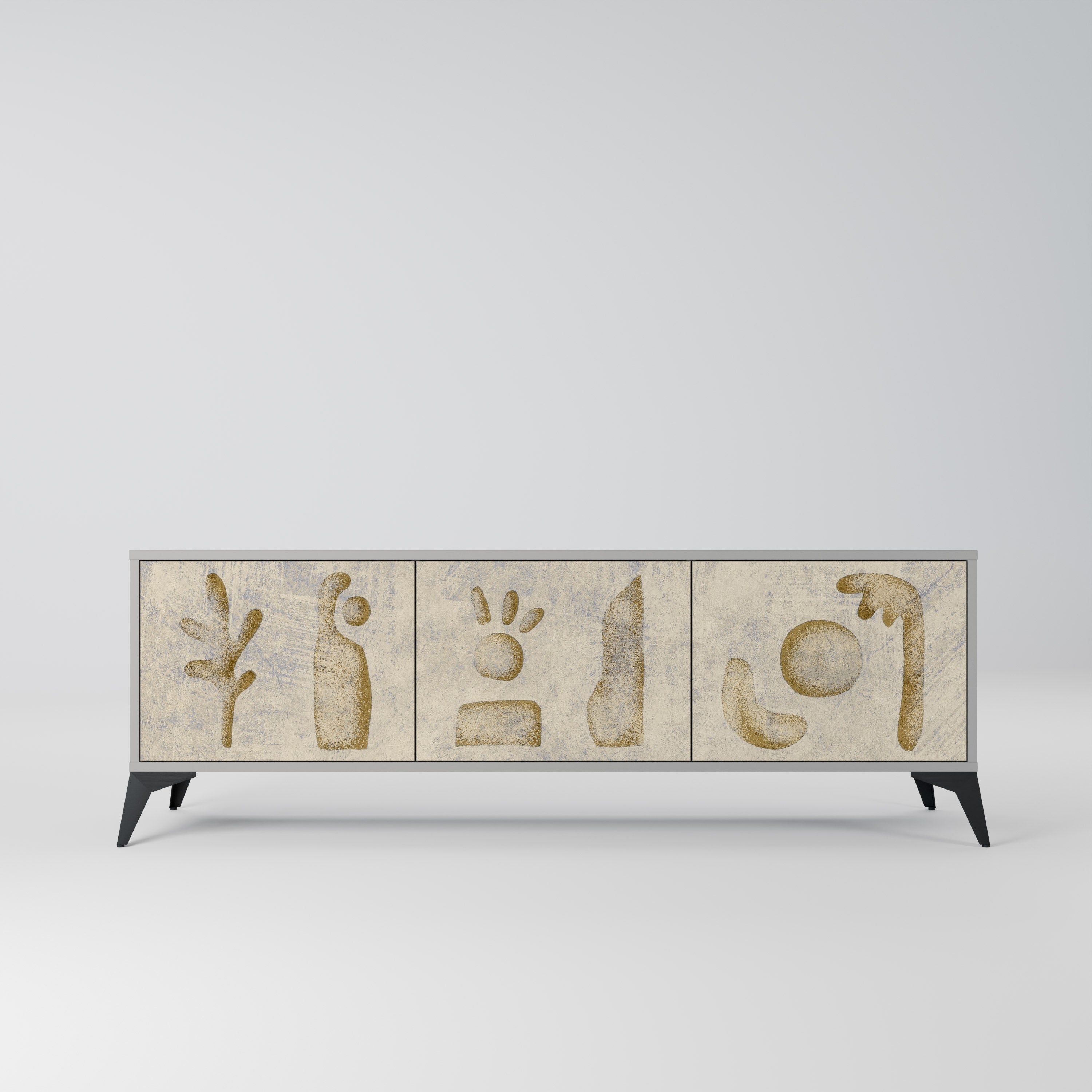 Meuble TV 3 portes SAND SCULPTURES finition grise