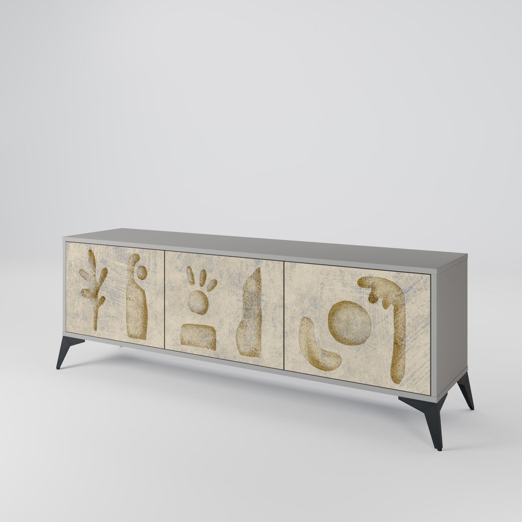 Meuble TV 3 portes SAND SCULPTURES finition grise