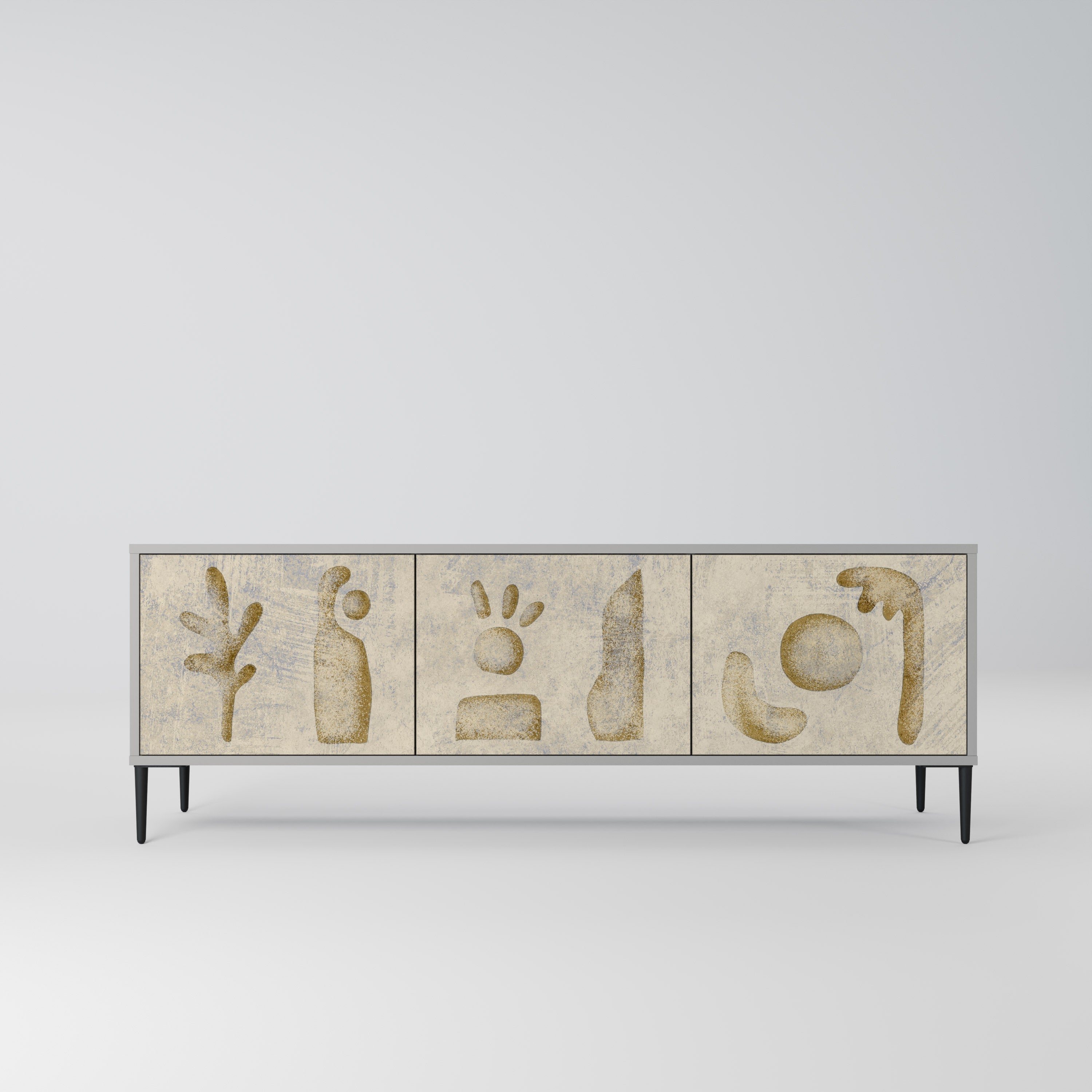 Meuble TV 3 portes SAND SCULPTURES finition grise