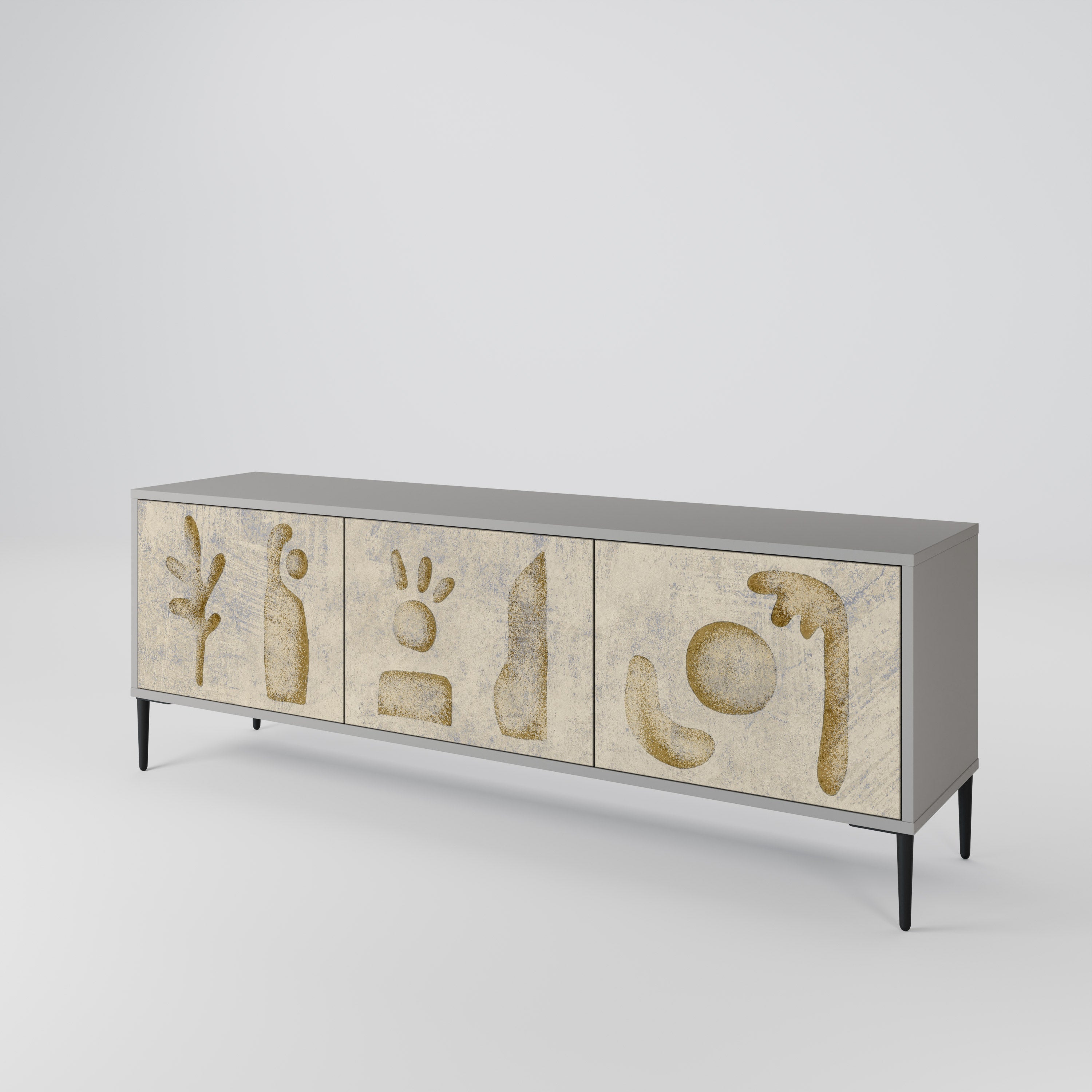 Meuble TV 3 portes SAND SCULPTURES finition grise