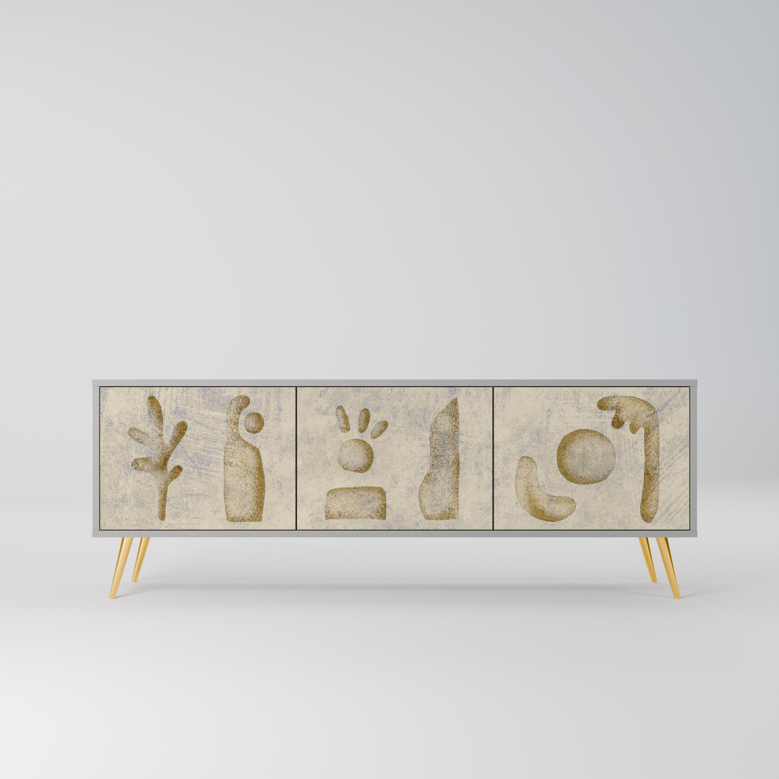 Meuble TV 3 portes SAND SCULPTURES finition grise