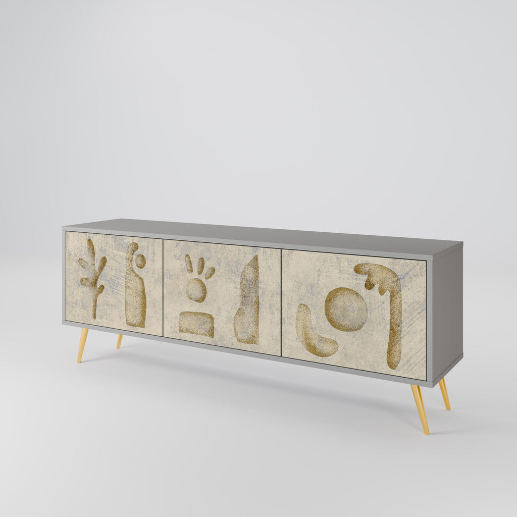 Meuble TV 3 portes SAND SCULPTURES finition grise