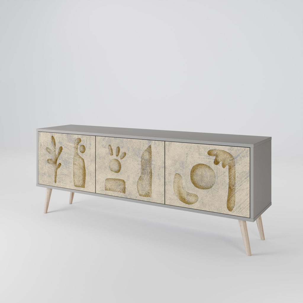 Meuble TV 3 portes SAND SCULPTURES finition grise